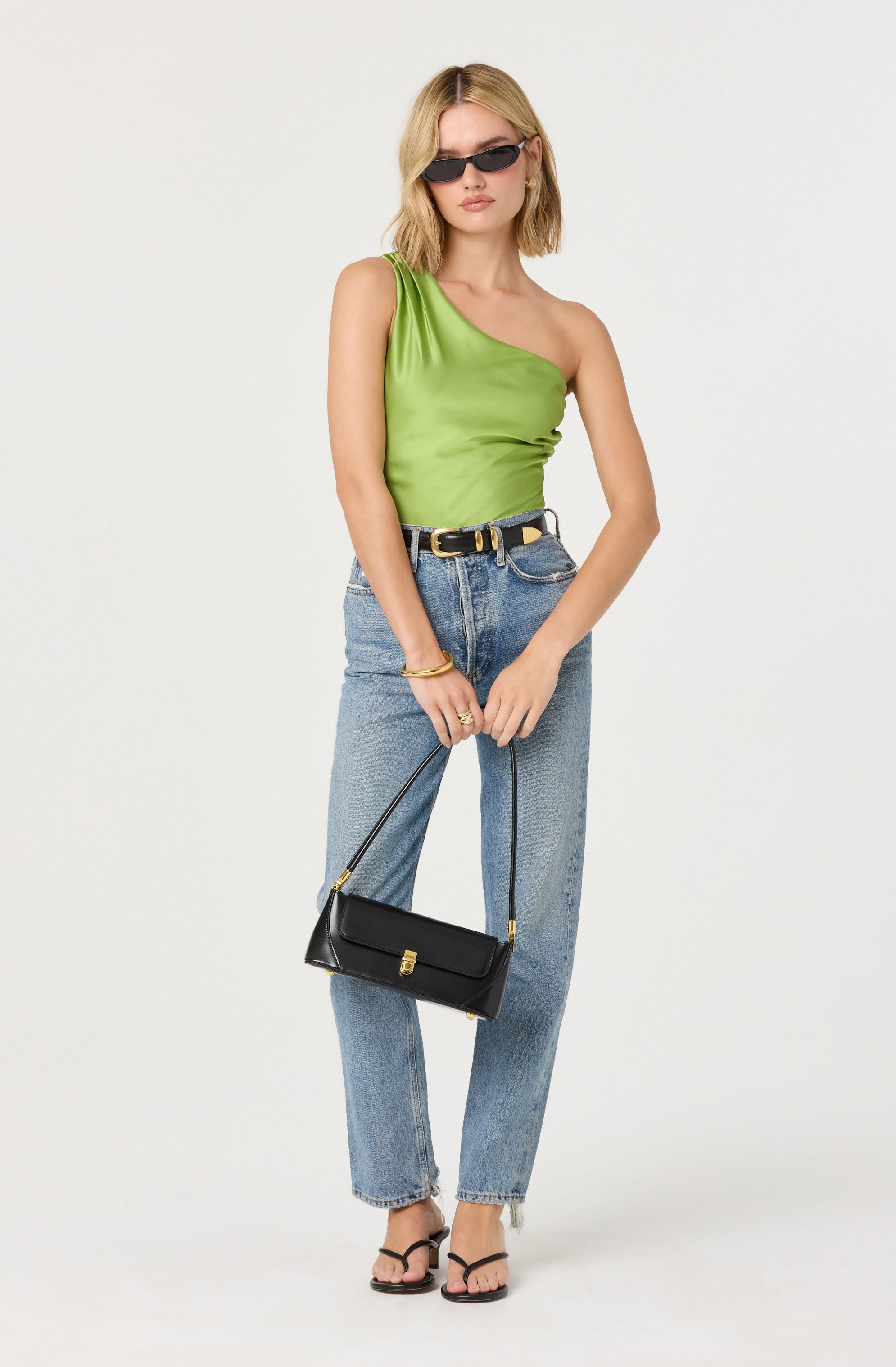 Francis Satin One Shoulder Top、mySite、solidvoid