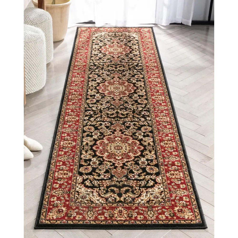 Medallion Kashan Black Traditional Rug、mySite、gigharbornorthrealestate