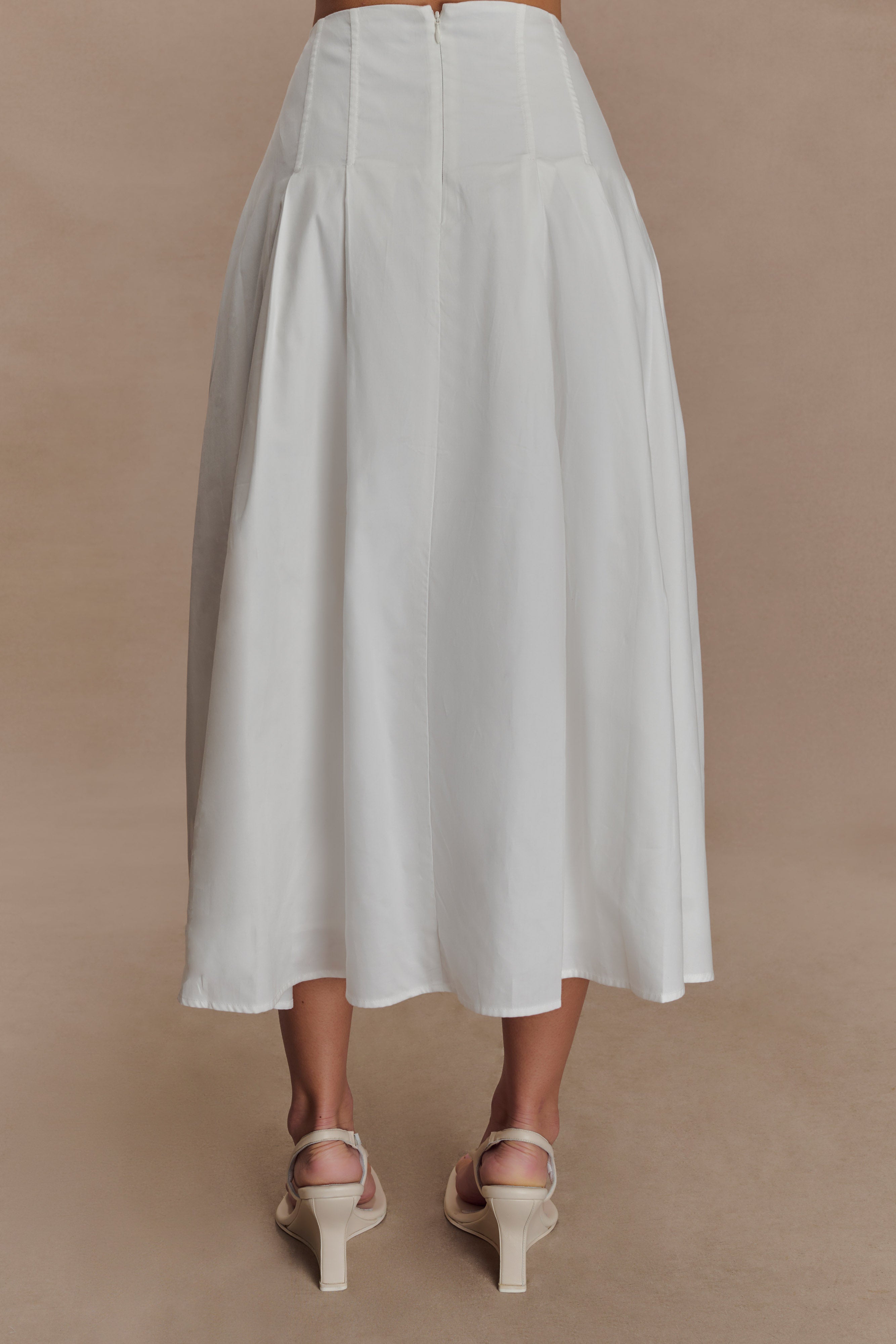 Mae A-Line Midi Skirt - White、mySite、solidvoid