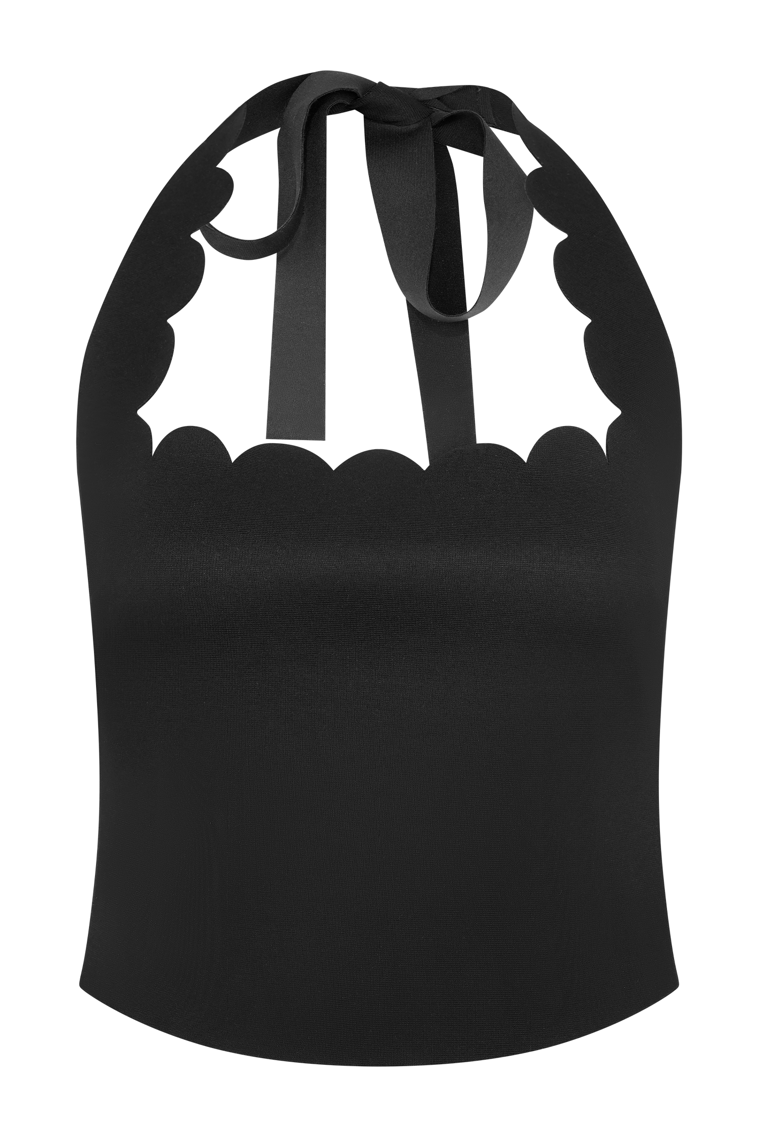 Selena Scalloped Jersey Halter Top - Black、mySite、solidvoid