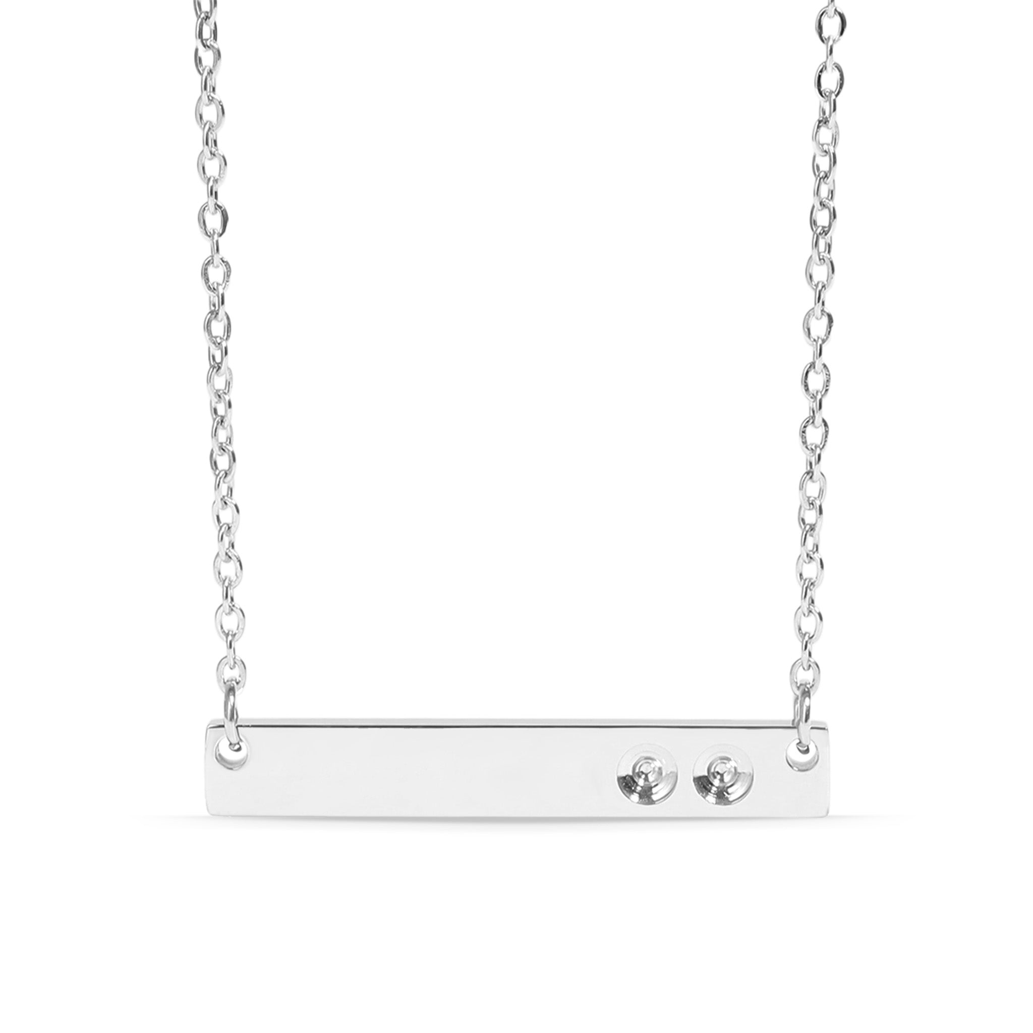 Polished Stainless Steel Horizontal Stampable Birthstone Bar Necklace / SBB00114、mySite、dreamappss