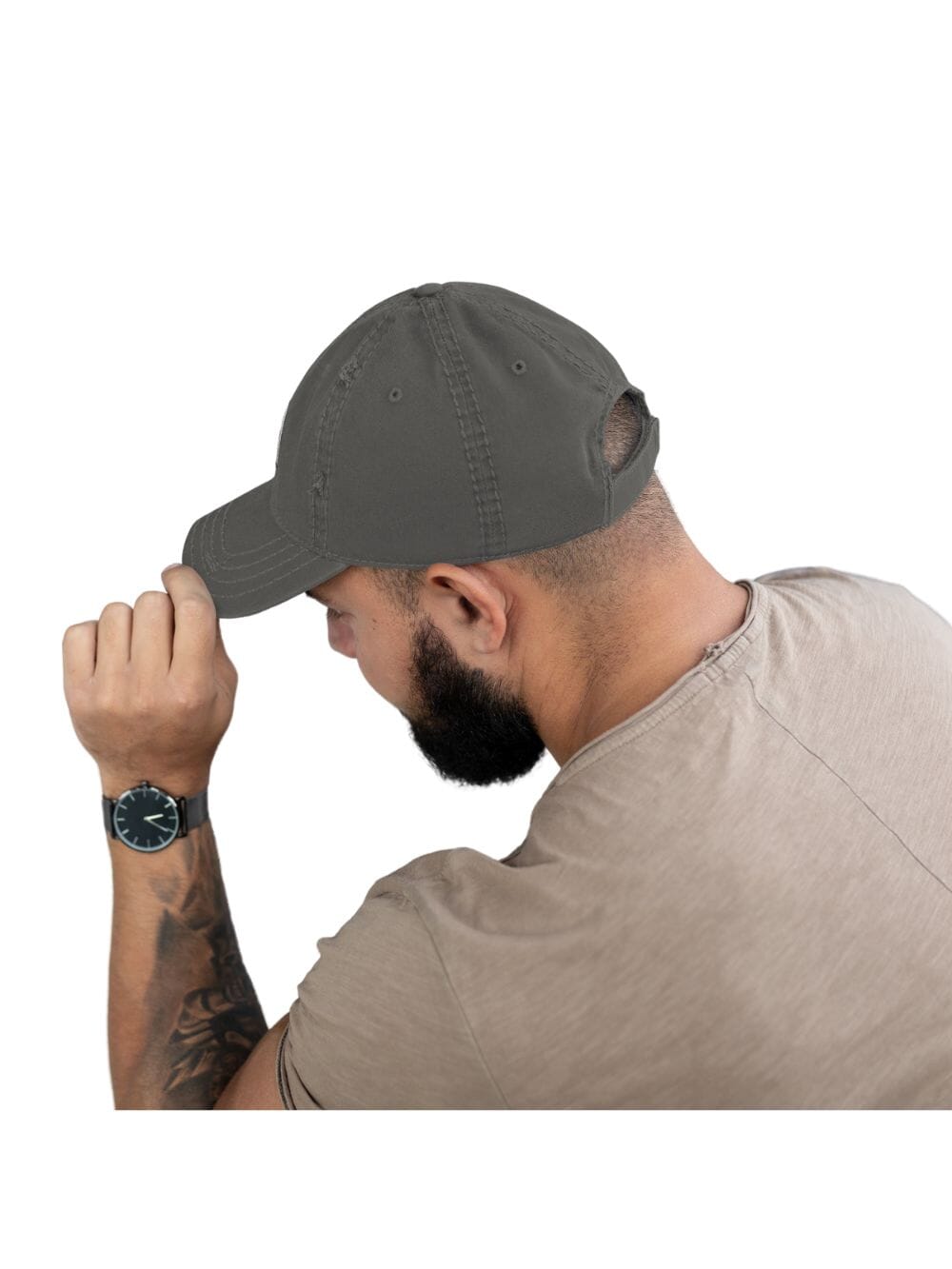 Coffee Ghost Embroidered Distressed Dad Hat、mySite、camillekostekn