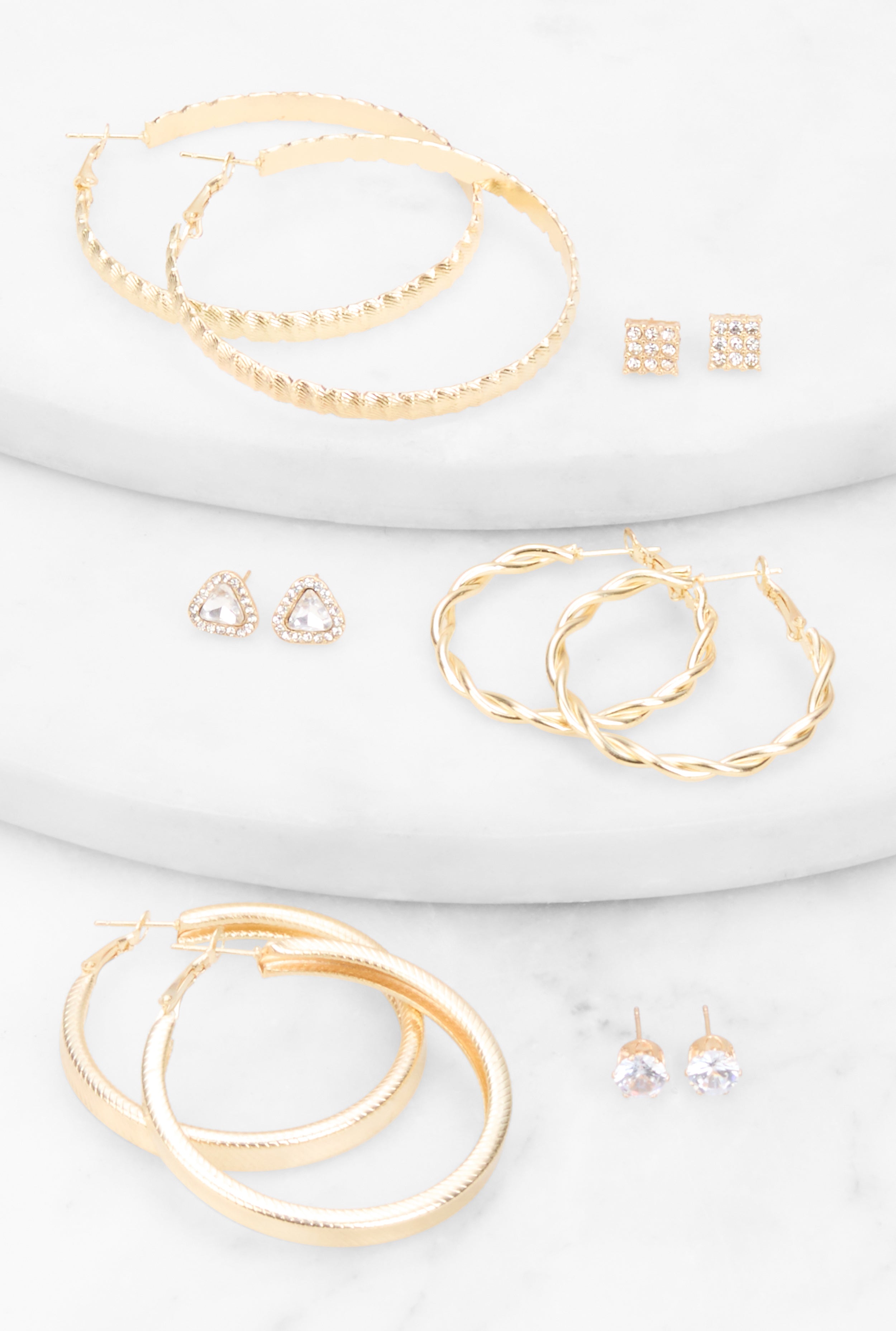 Cubic Zirconia Hoops and Stud Earrings Set of 6、mySite、camillekostekn