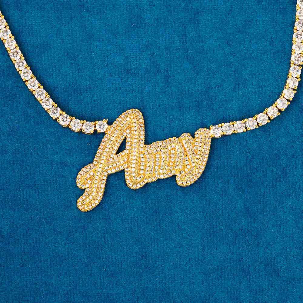 Custom Letter 4MM Chain & Pendant 14K Gold、mySite、hinf8tx79