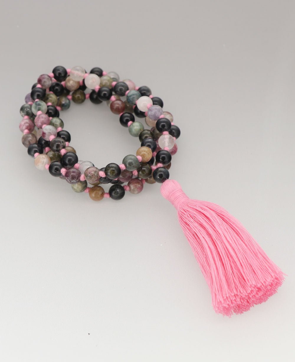 Tourmaline 108 Beads Meditation Mala, Knotted、mySite、topwebapps