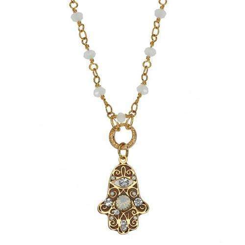 Michal Golan White and Gold Hamsa Necklace、mySite、topwebapps