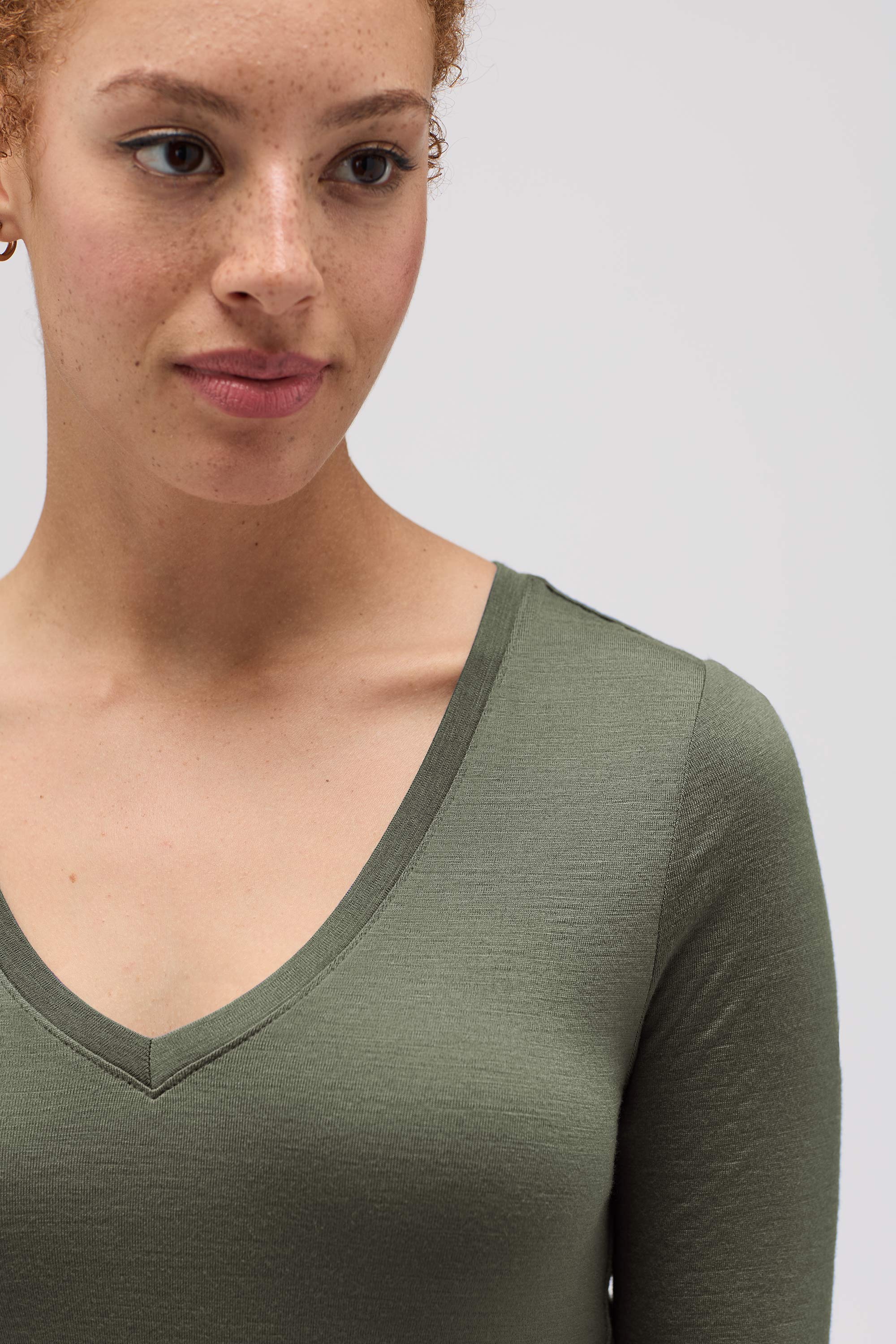 Women's Slim Merino Long Sleeve V-Neck、mySite、noshort