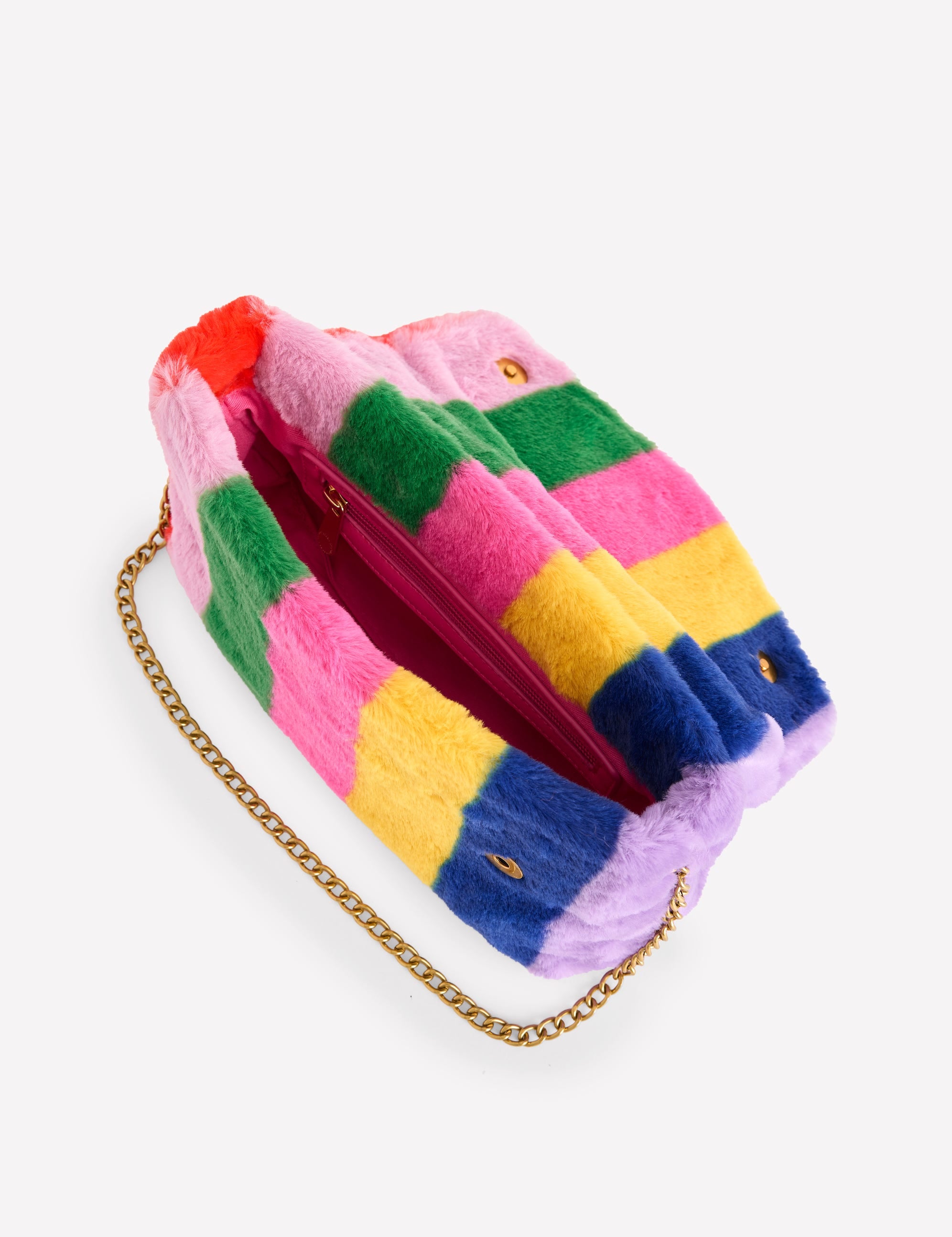 Stripe Faux Fur Bag-Multi、mySite、ashleygrahame