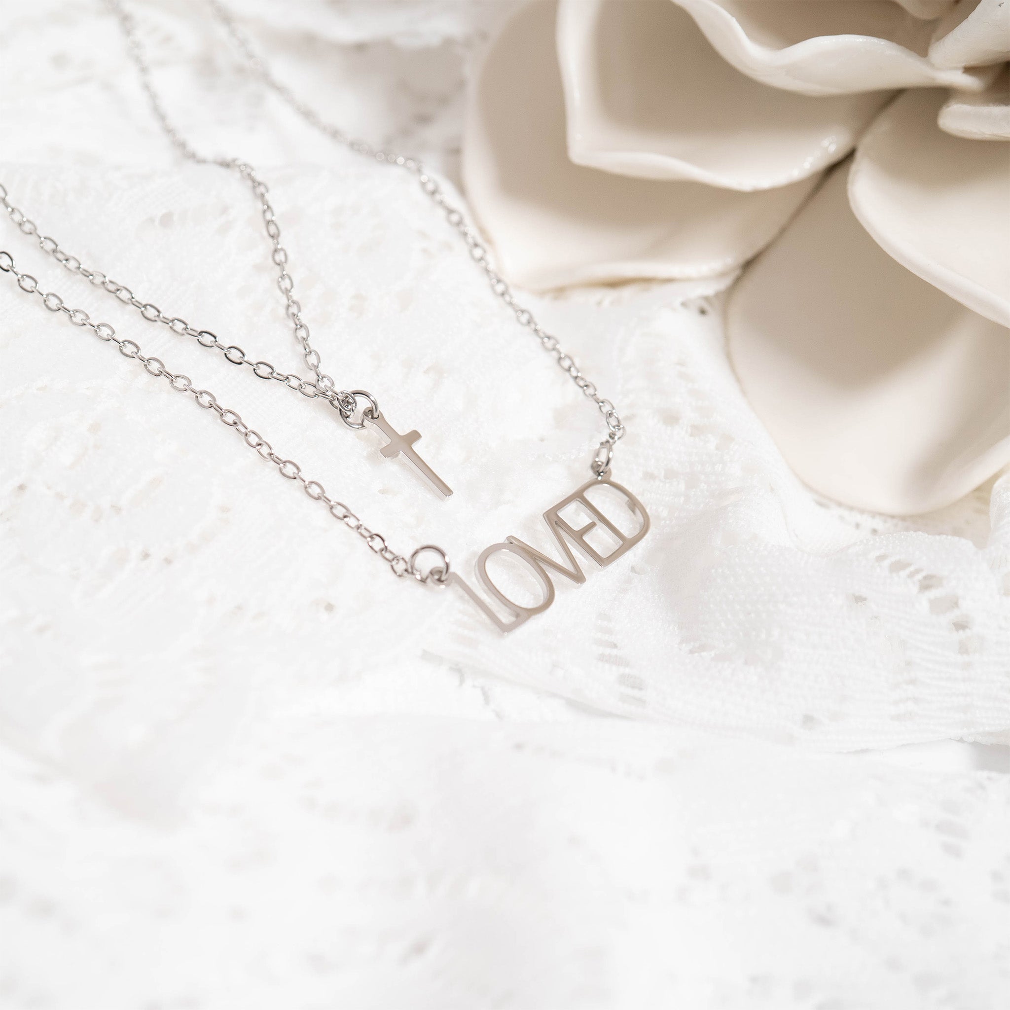 18K Gold PVD Stainless Steel Loved Layered Cross Charm Necklace / SBB0324、mySite、dreamappss