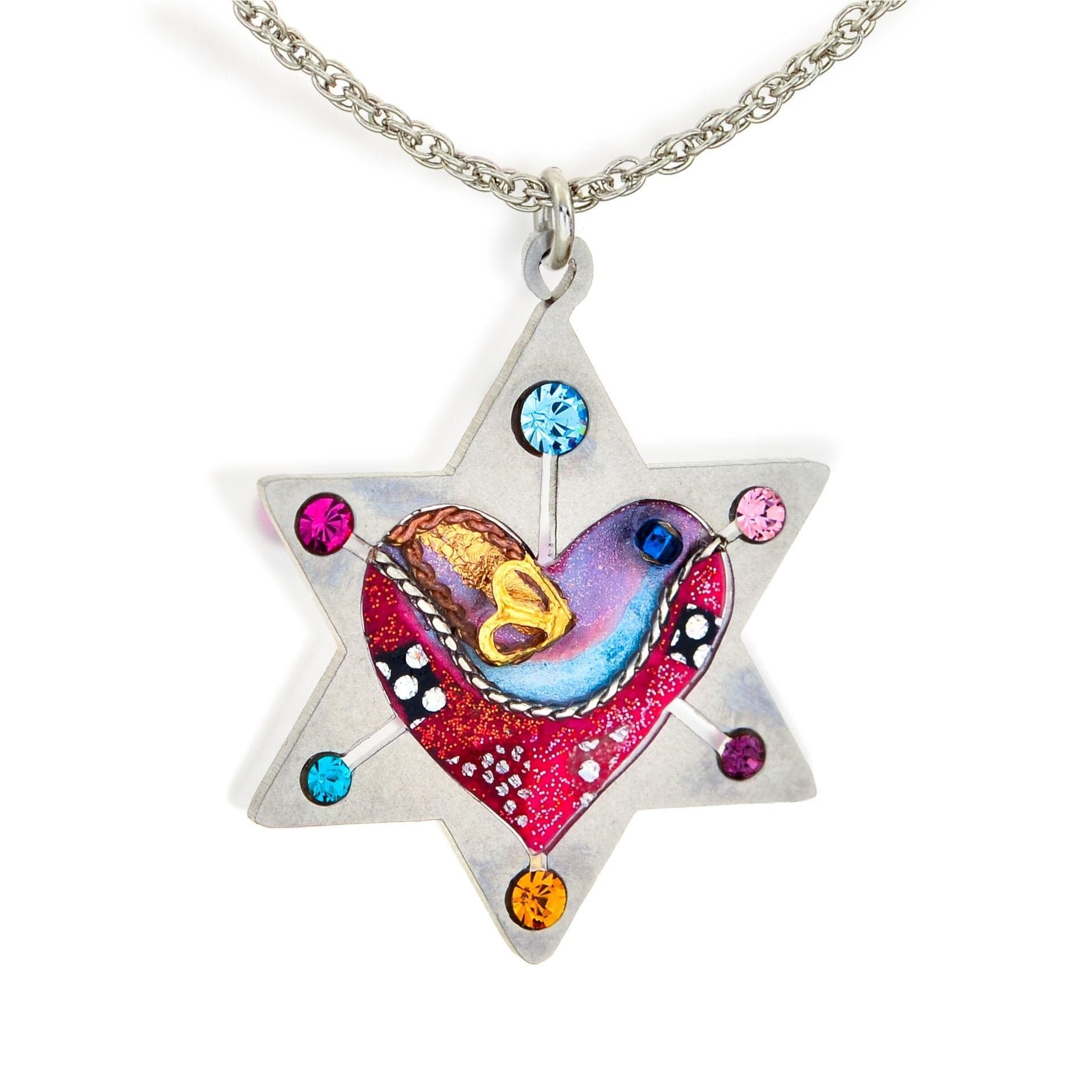 Seeka Star of David with Dove and Heart Necklace、mySite、topwebapps