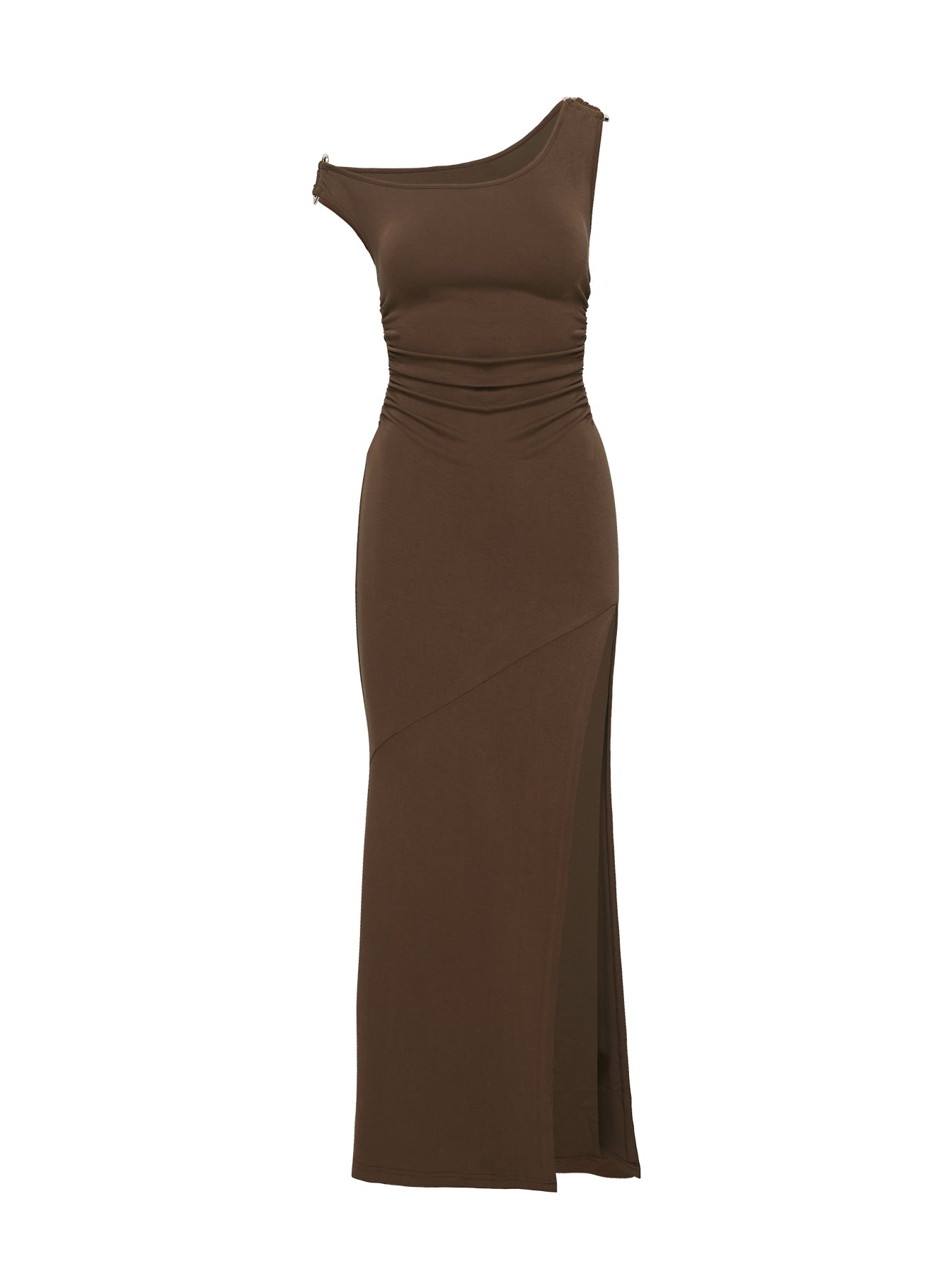 Rios One Shoulder Maxi Dress Brown Curve、mySite、solidvoid
