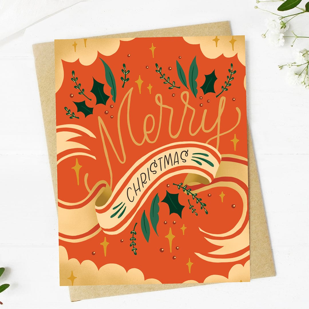  Merry Christmas Holly & Ribbon Card、mySite、elrpsem3k