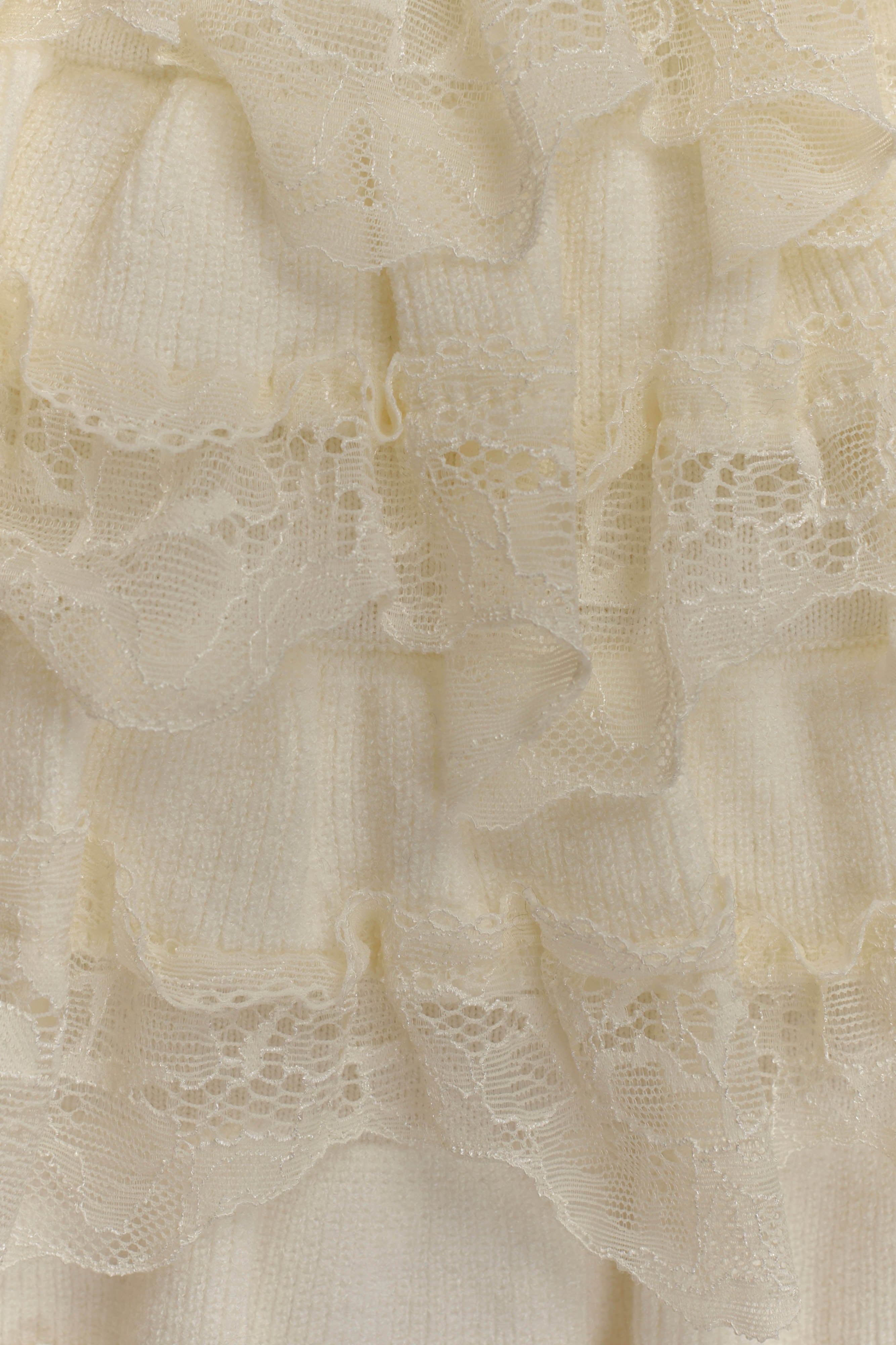 Margaret Lace Ruffle Mini Skort - Cream、mySite、solidvoid