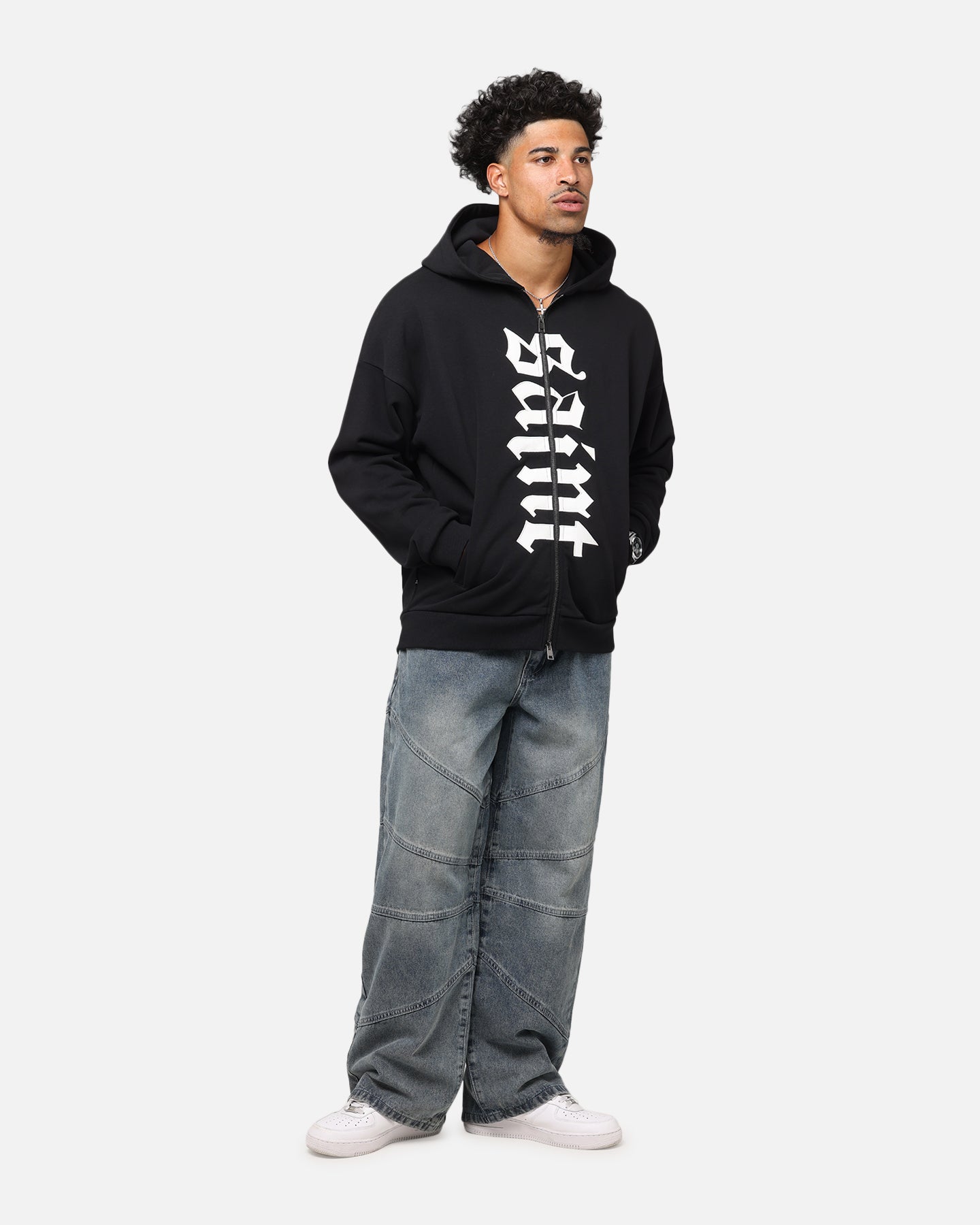 Saint Morta Gothic Distressed Zip Hoodie Black、mySite、zt4zffjzw