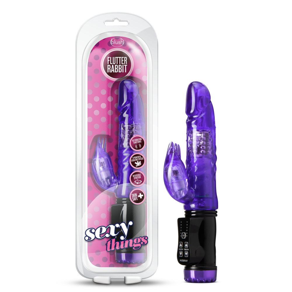 Sexy Things By Blush® | Flutter Rabbit Realistic Purple 8.5-Inch Rabbit Vibrator、mySite、bottomscart