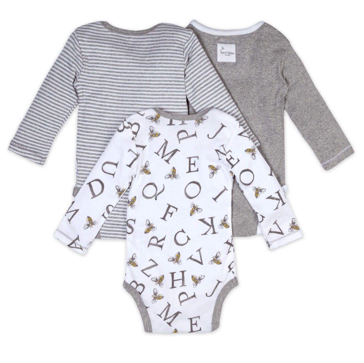 A-Bee-C Long Sleeve Organic Baby Bodysuits 3 Pack、mySite、g9winljtr