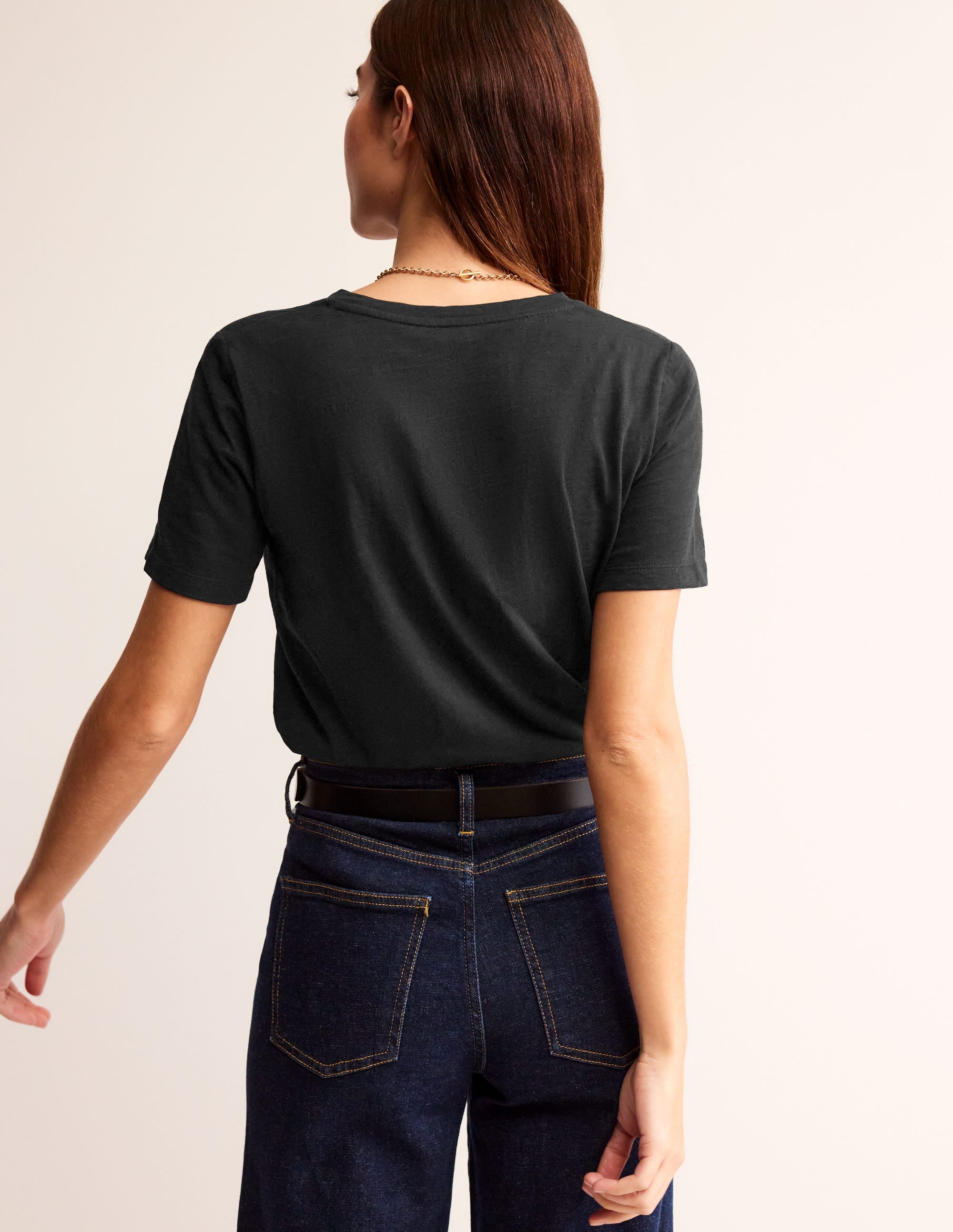  Regular V-Neck Slub T-shirt-Black、mySite、ashleygrahame