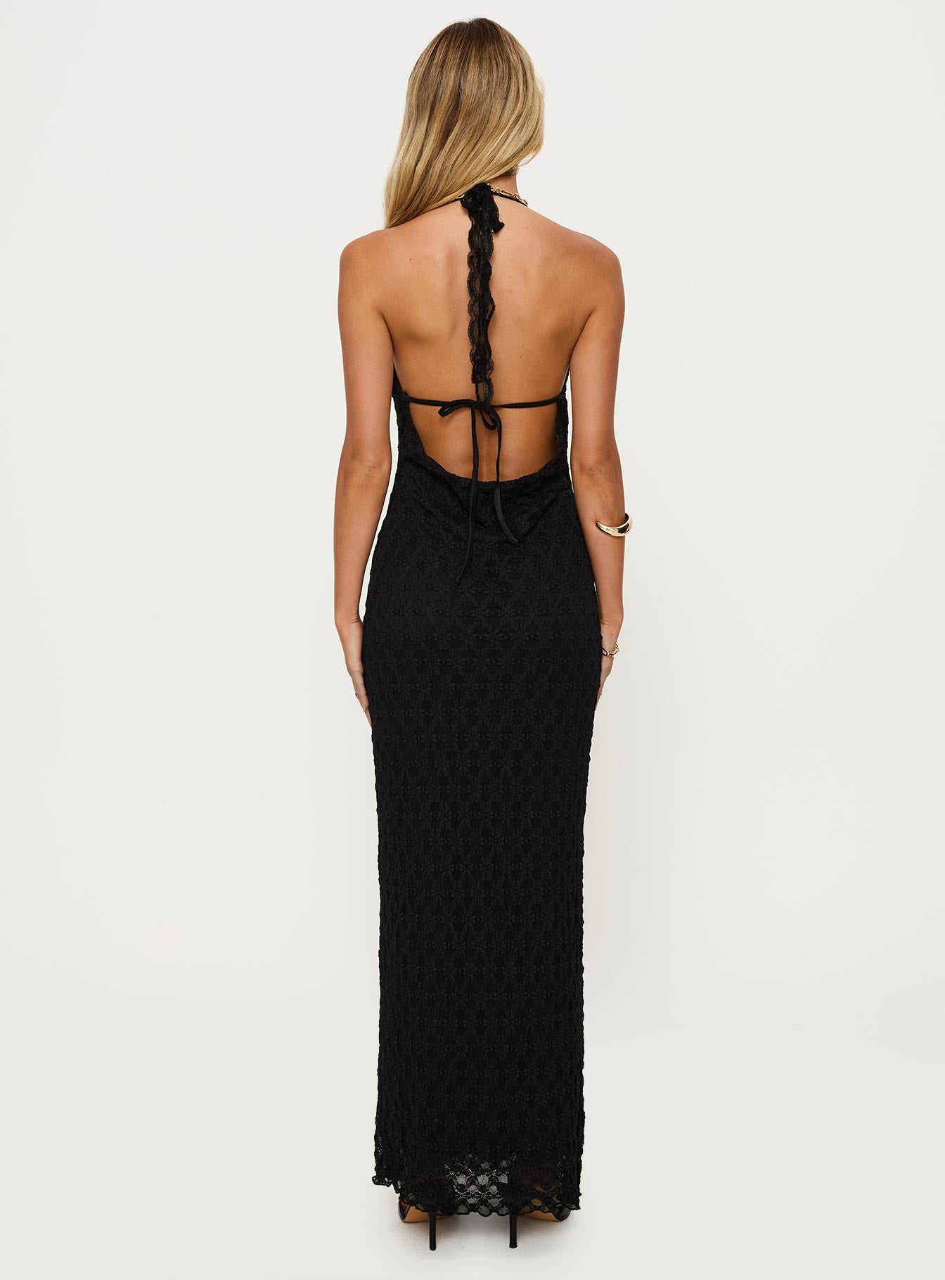 San Lorenzo Crochet Maxi Dress Black、mySite、solidvoid