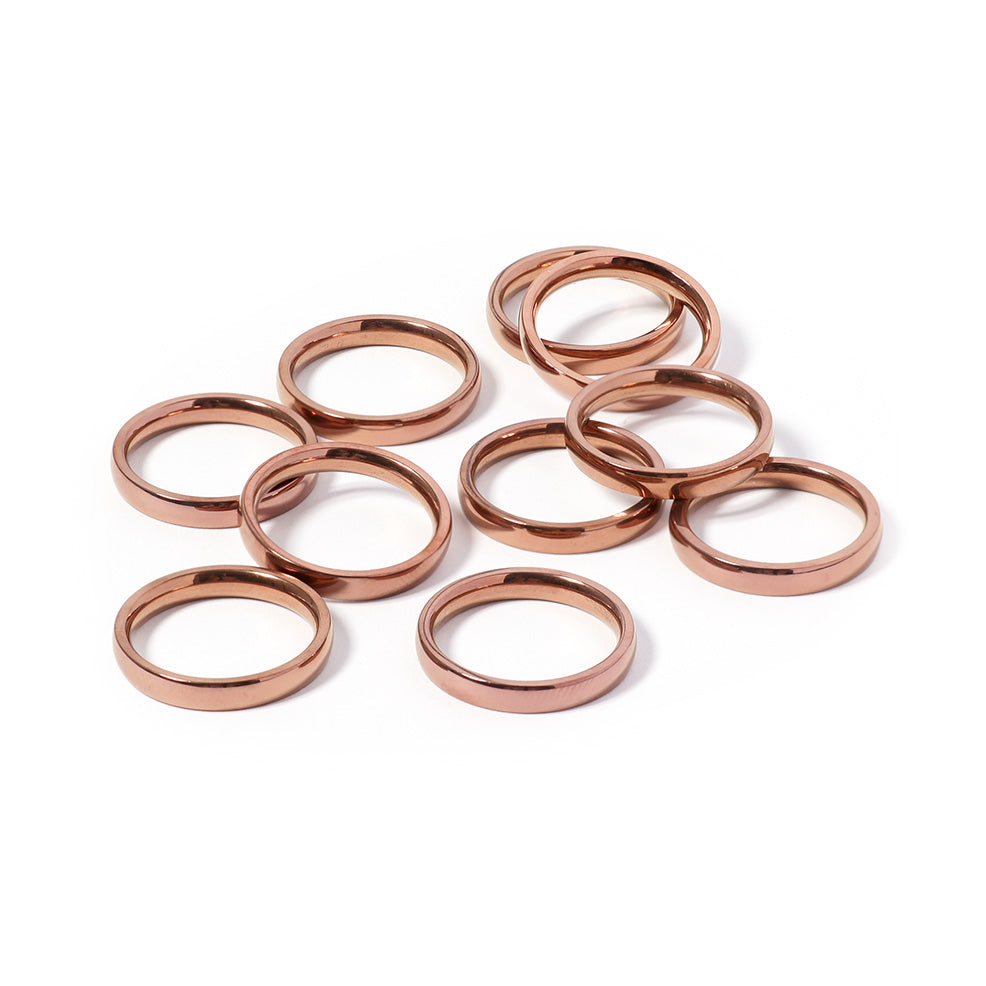 10 Pack - Chocolate Rounded Stainless Steel Blank Ring / CFR7007、mySite、dreamappss