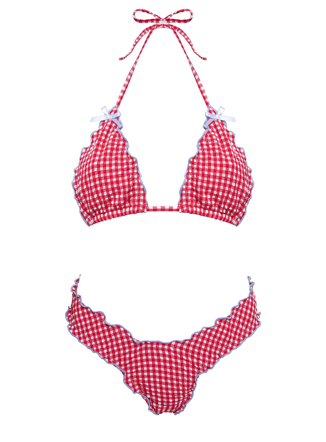 Kathrine Triangle Bikini Top Red Gingham、mySite、solidvoid