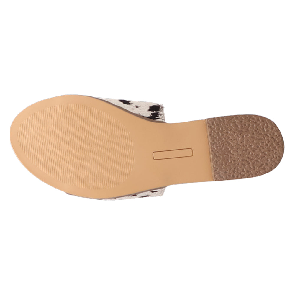 Tabby Cow Print Slide Flat Sandals、mySite、gtrtttuynbv