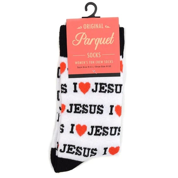 I Love Jesus or Bible Faith Inspired Christian Crew Socks for Men or Women、mySite、g9winljtr