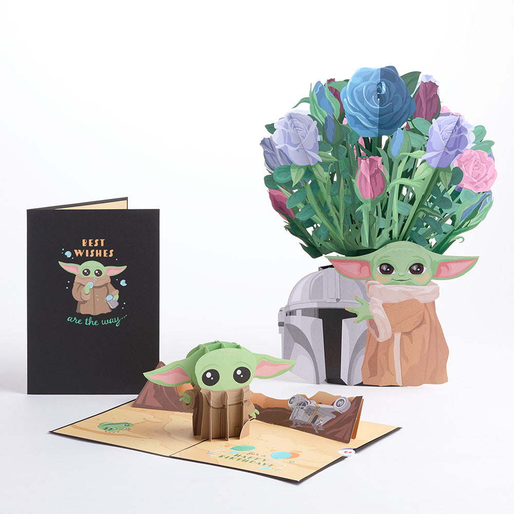 Star Wars™ The Mandalorian™ Grogu™ Birthday Pop-Up Card & Flower Buds Bouquet Bundle、mySite、solidvoid