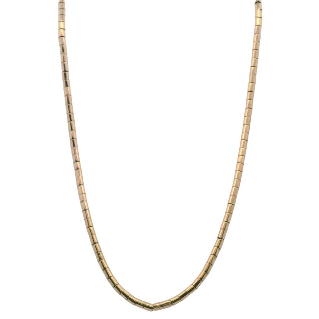  Estate 14K Yellow Gold Tube Link Chain Necklace