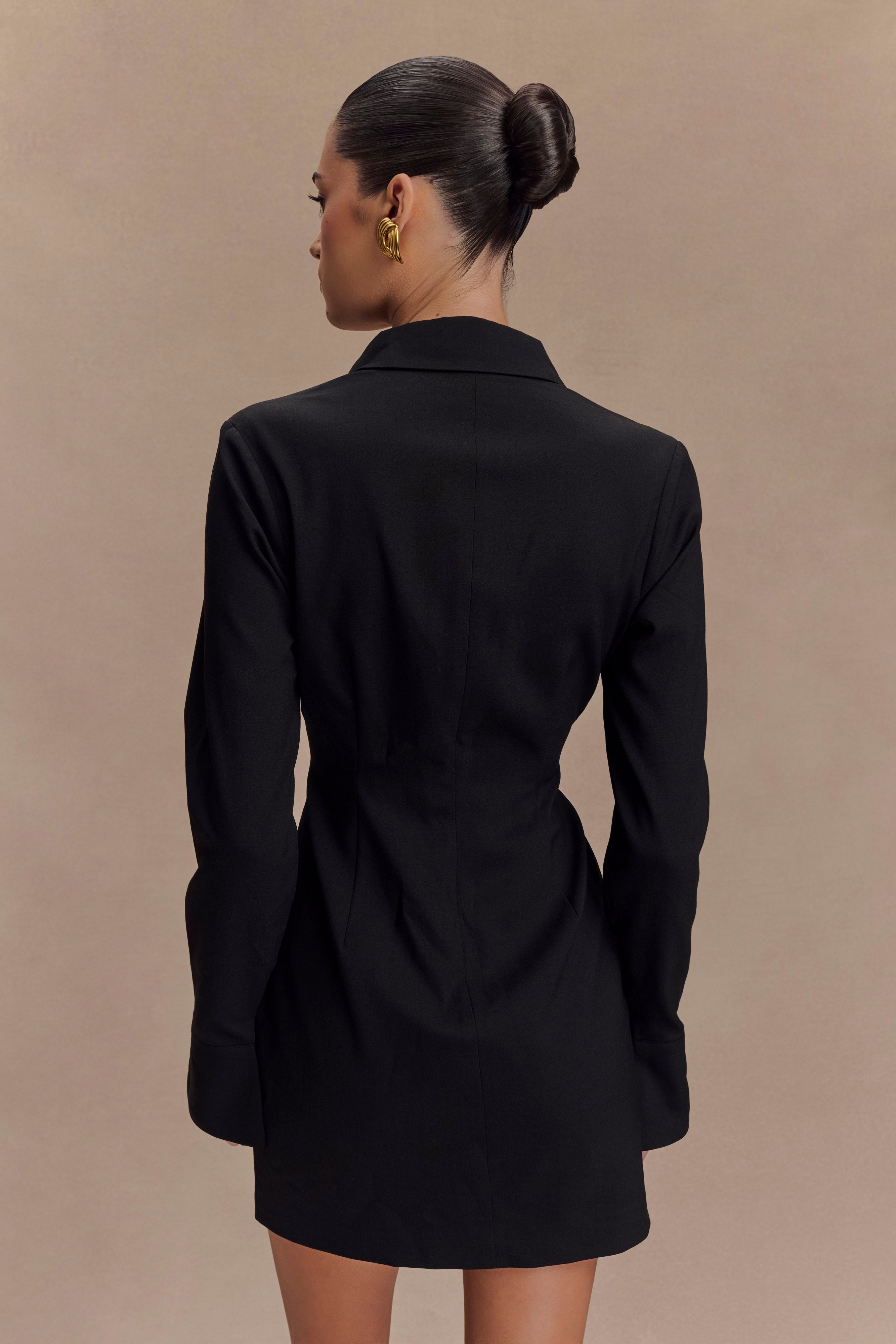 Dorian Fitted Shirt Mini Dress - Black、mySite、solidvoid