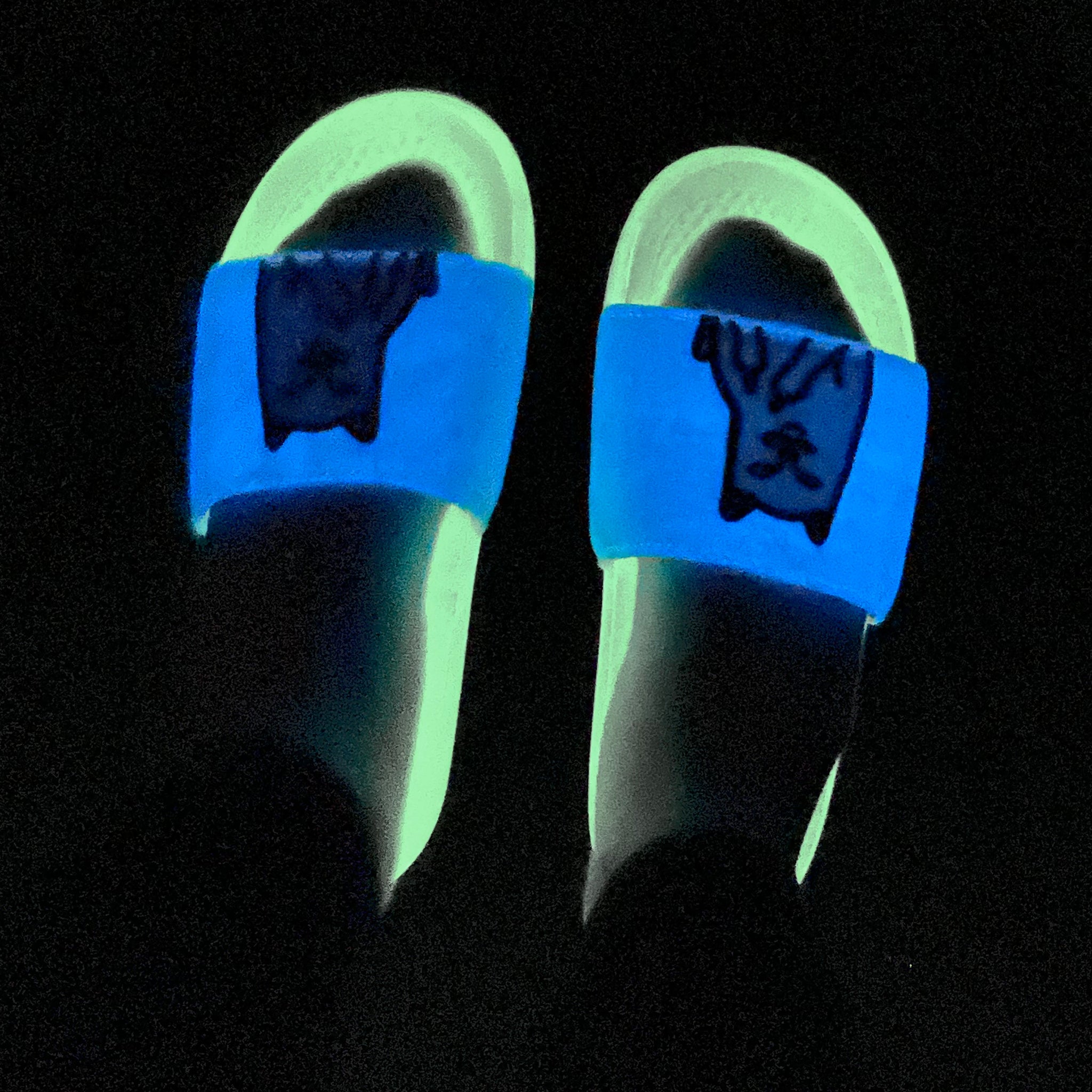  Lord Nermal Glow in the Dark Slides (Blue/Neon)、mySite、merchandisen