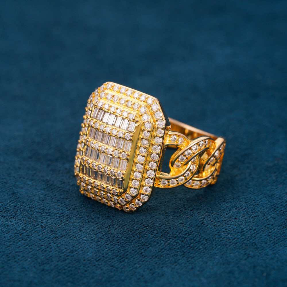 Moissanite Signet Miami Cuban Link Ring 14K Gold、mySite、hinf8tx79