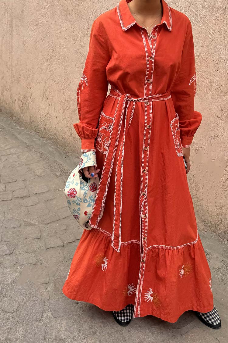 Red and Cream Pollenca Shirt Dress、mySite、solidvoid