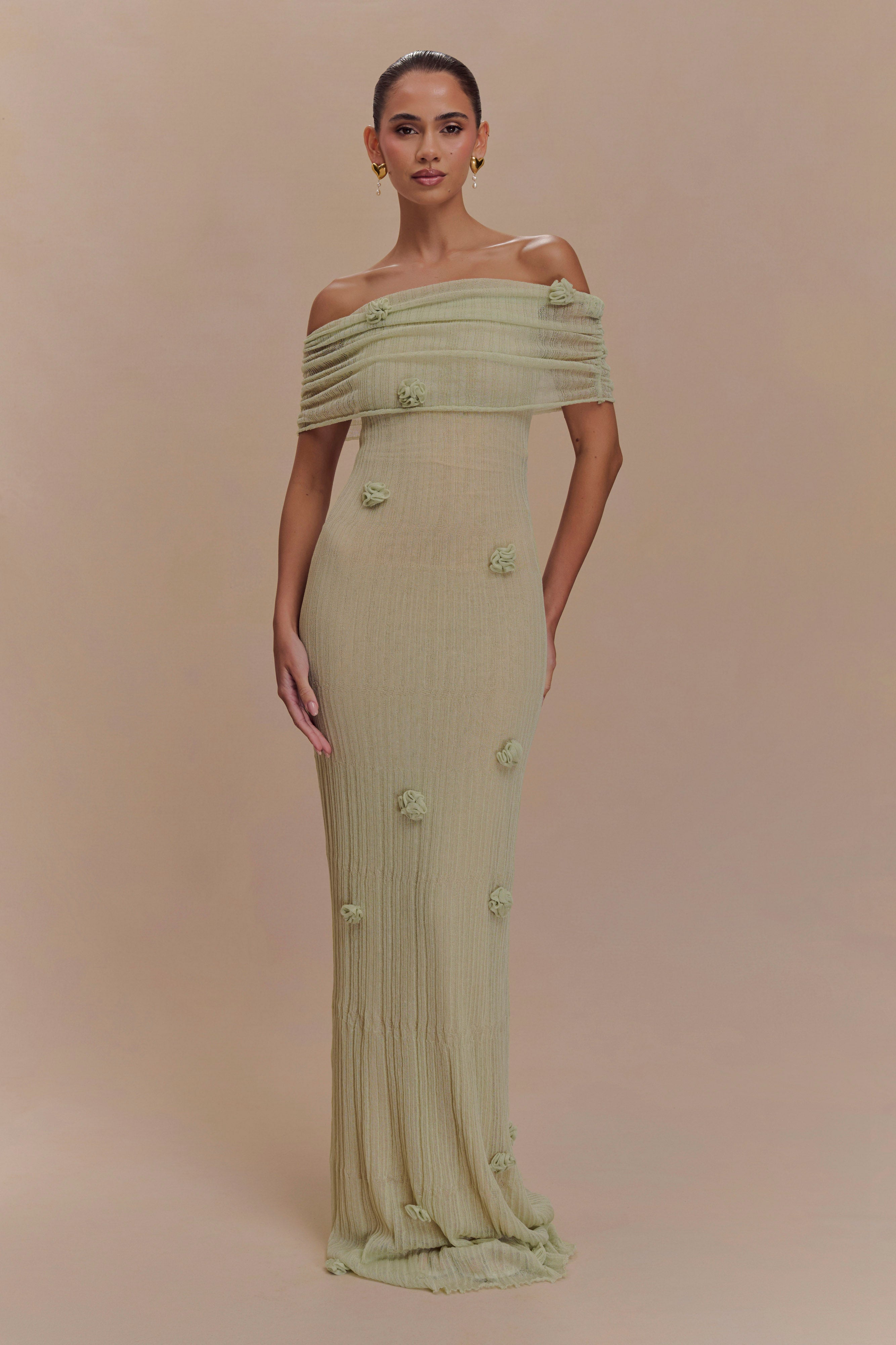 Brynn Orchid Knit Maxi Dress - Pastel Green、mySite、solidvoid