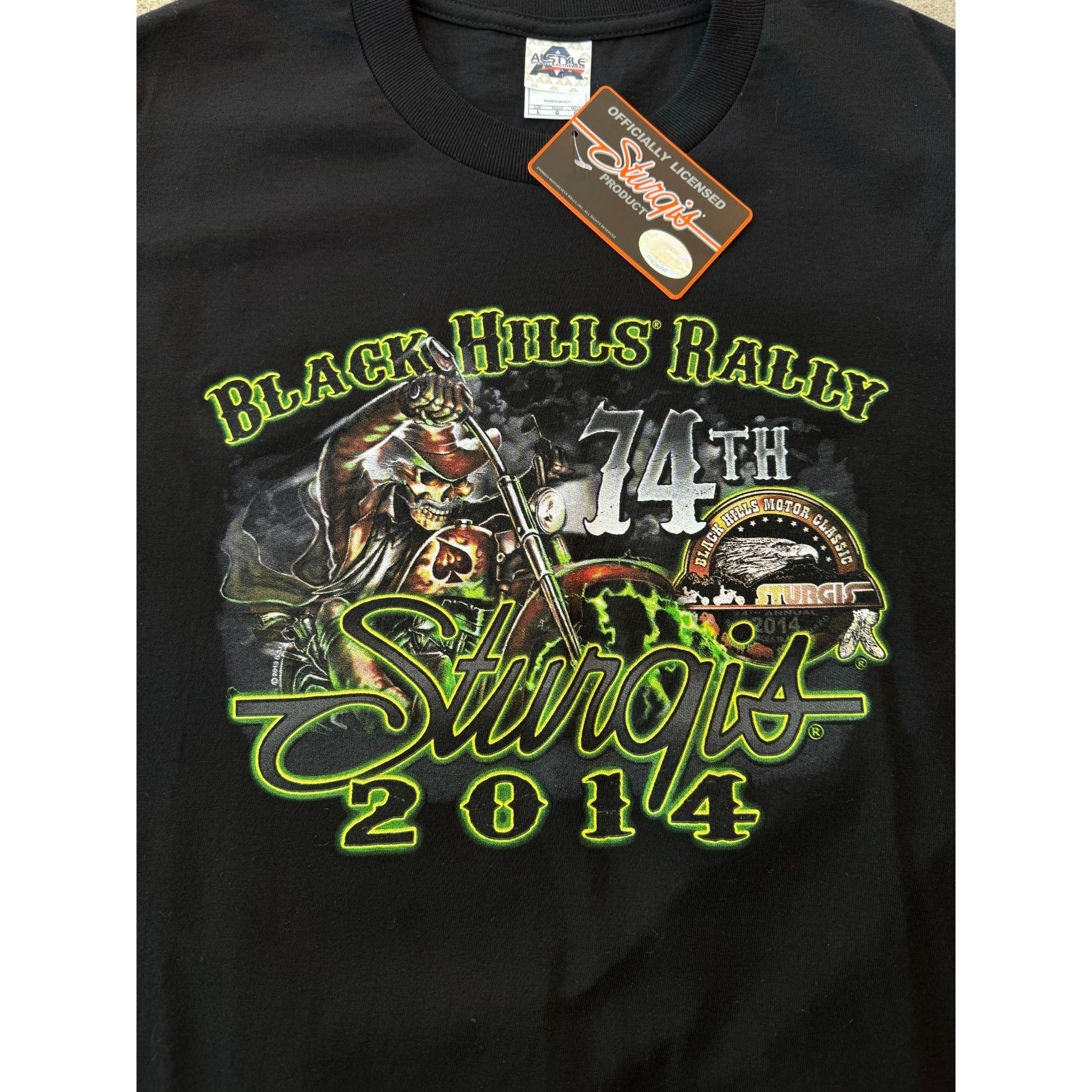NWT 2014 Sturgis Wild Bill 74th Black Hills Rally Motorcycle Graphic Tee Large、mySite、garagedoors4me