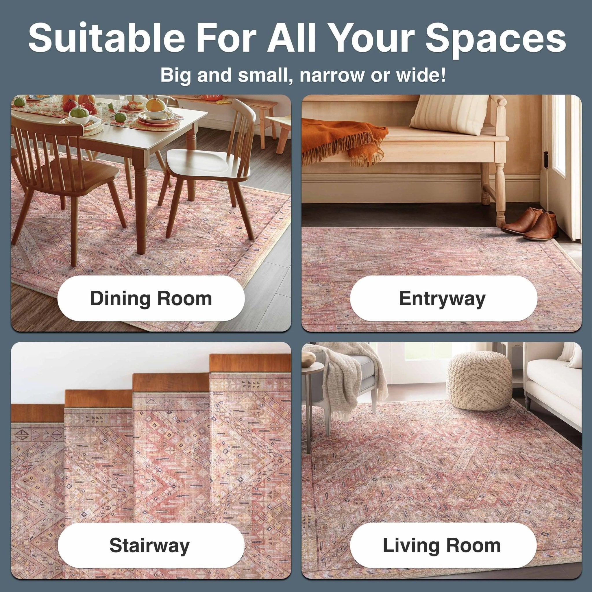 Anya Vintage Tribal Chevron Pink Beige Rust Flat-Weave Rug、mySite、gigharbornorthrealestate