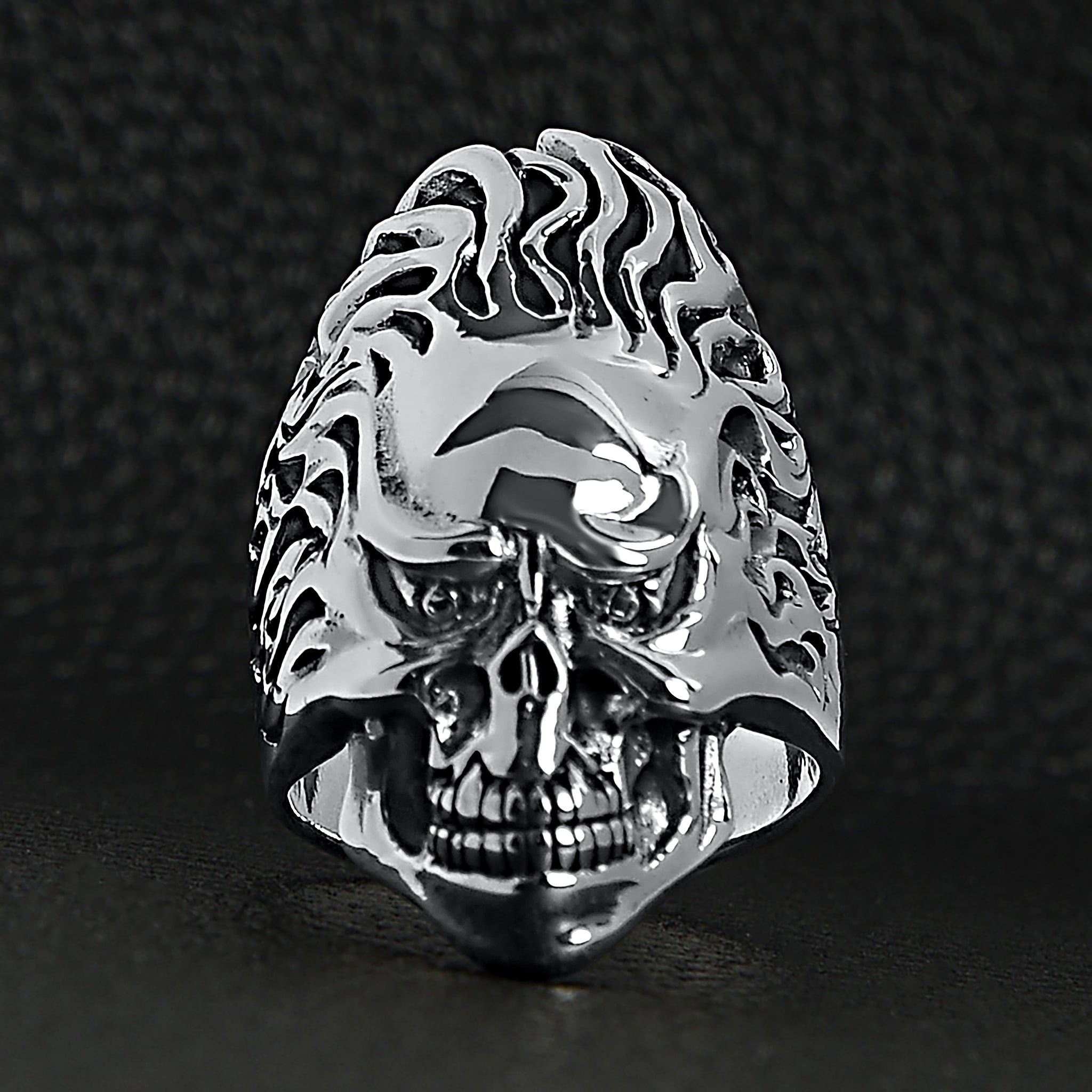 Sterling Silver Skull Flaming Hair Ring / SSR0025、mySite、dreamappss