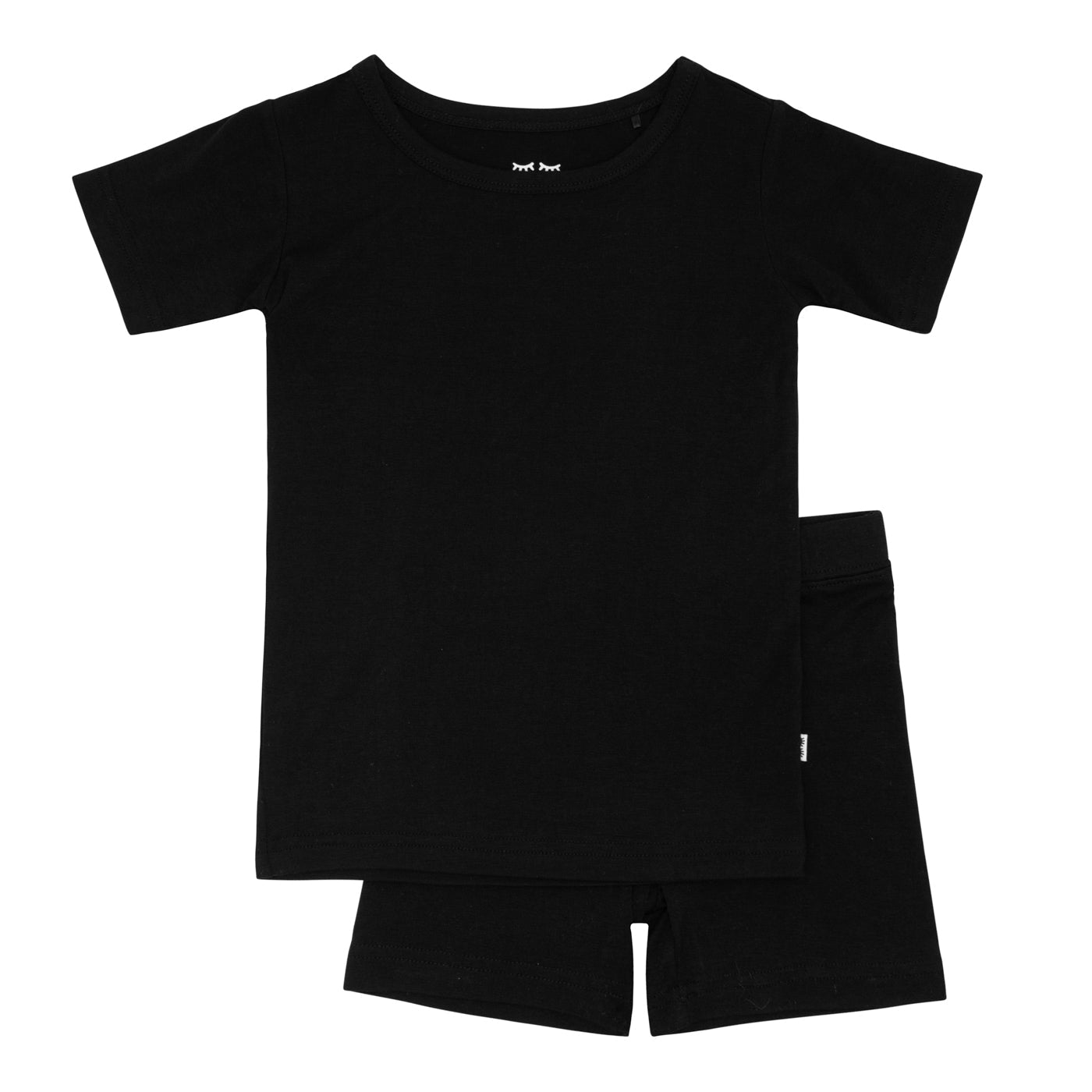 Black Two-Piece Short Sleeve & Shorts Pajama Set、mySite、g9winljtr