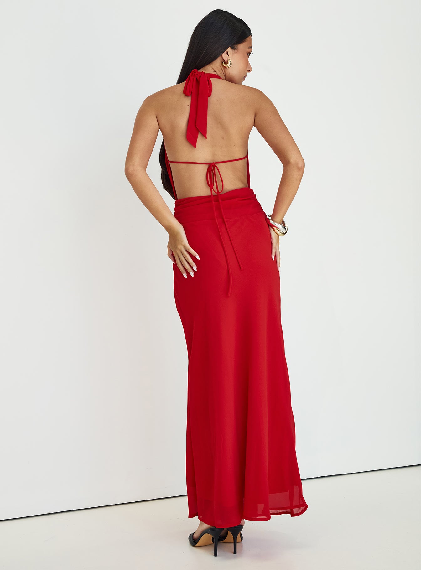 Alejandria Cowl Neck Maxi Dress Red、mySite、solidvoid