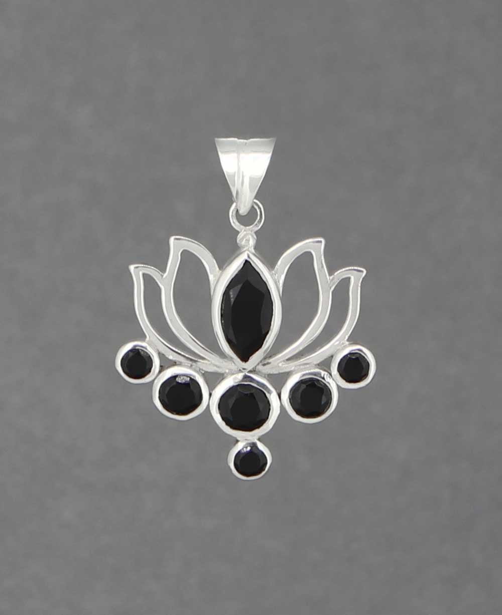 Black Onyx Lotus Pendant, Sterling Silver、mySite、topwebapps