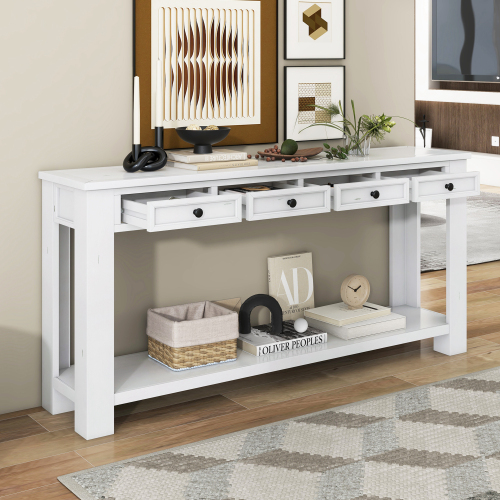 TREXM Console Table/Sofa Table with Storage Drawers and Bottom Shelf for Entryway Hallway(Espresso)、、casual