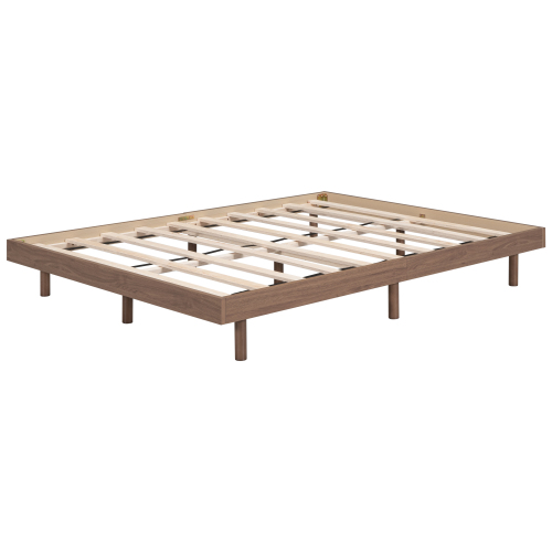 Modern Design Full Floating Platform Bed Frame for Walnut Color、、xpatfood
