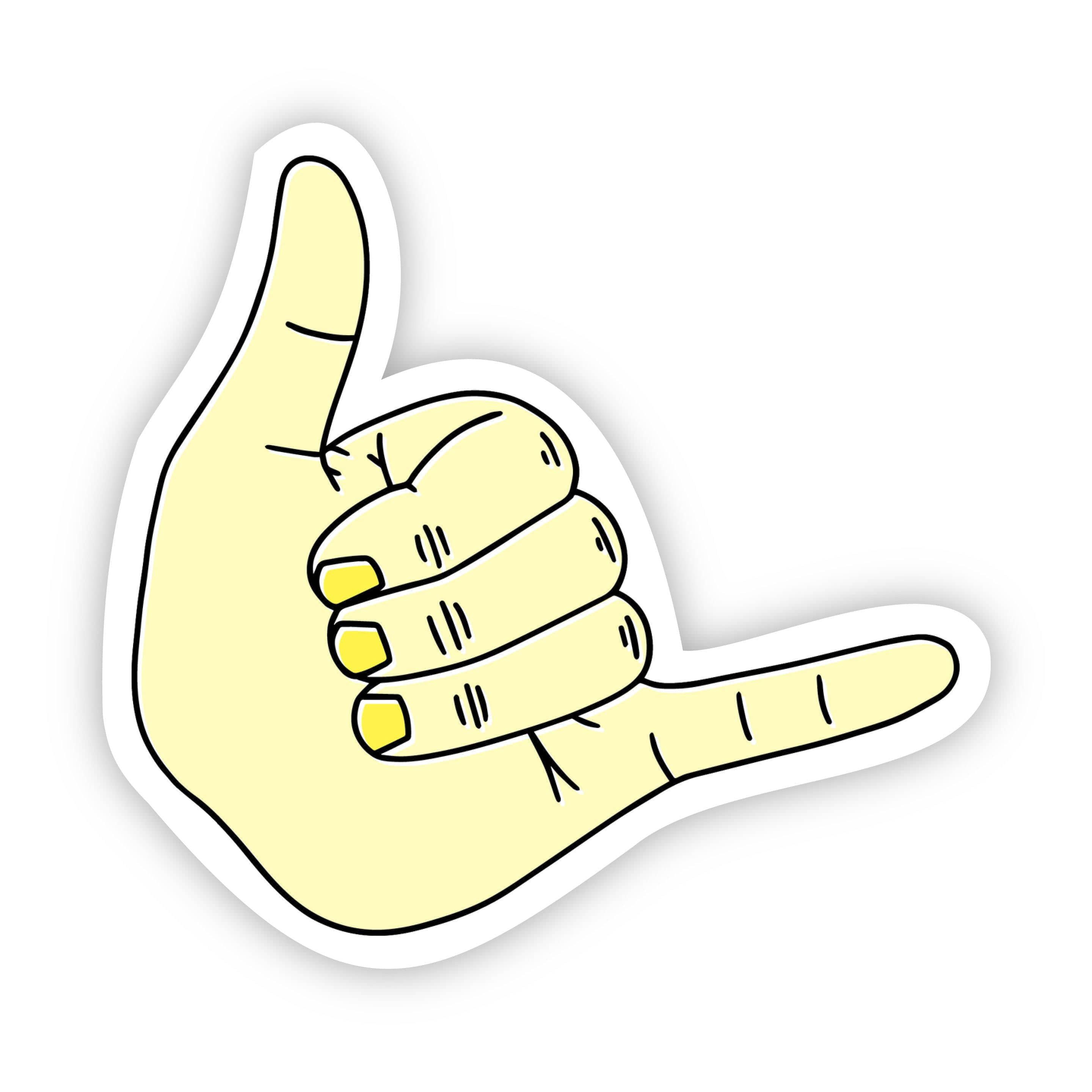  Shaka Light Yellow Aesthetic Sticker - Hang Loose、mySite、elrpsem3k