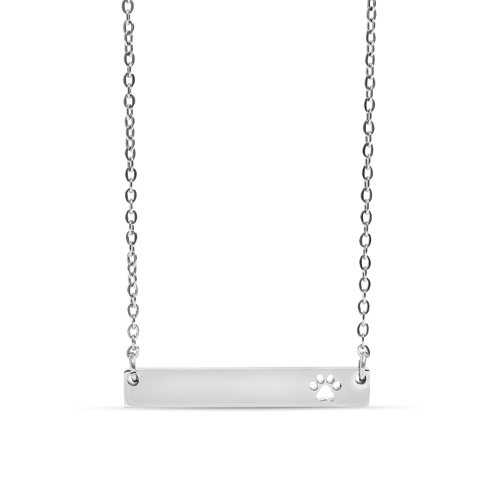 18K Gold PVD Stainless Steel Blank Cutout Paw Print Bar Necklace / SBB0247、mySite、dreamappss