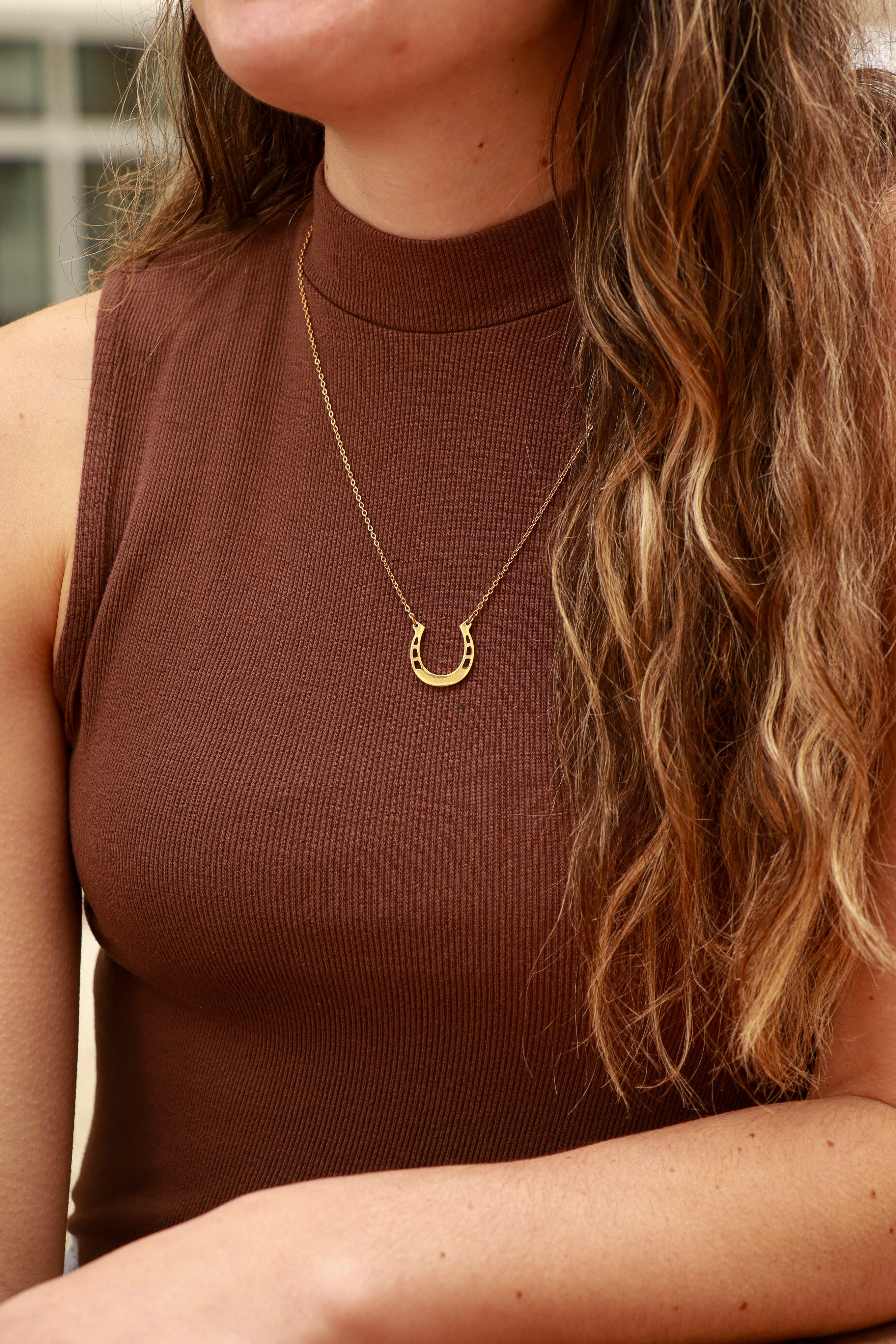 18 Engravable Stainless Steel Horseshoe Necklace / SBB0333、mySite、dreamappss