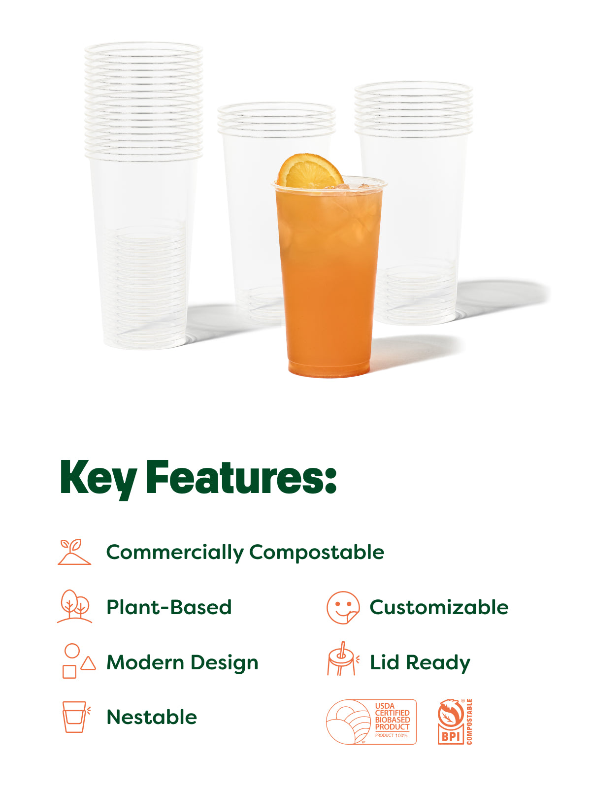 NATURAL 24oz Arena Compostable Cup - Bulk、mySite、camillekostekn