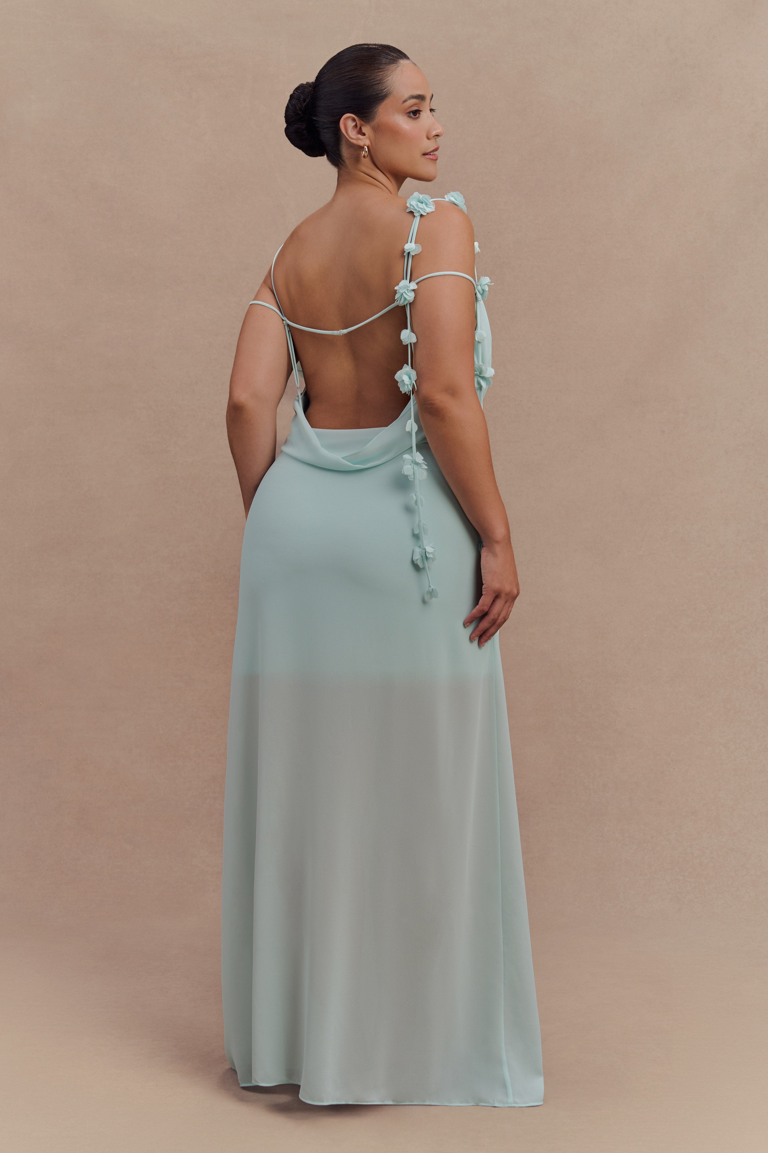 Rosalie Floral Chiffon Maxi Dress - Lagoon、mySite、solidvoid