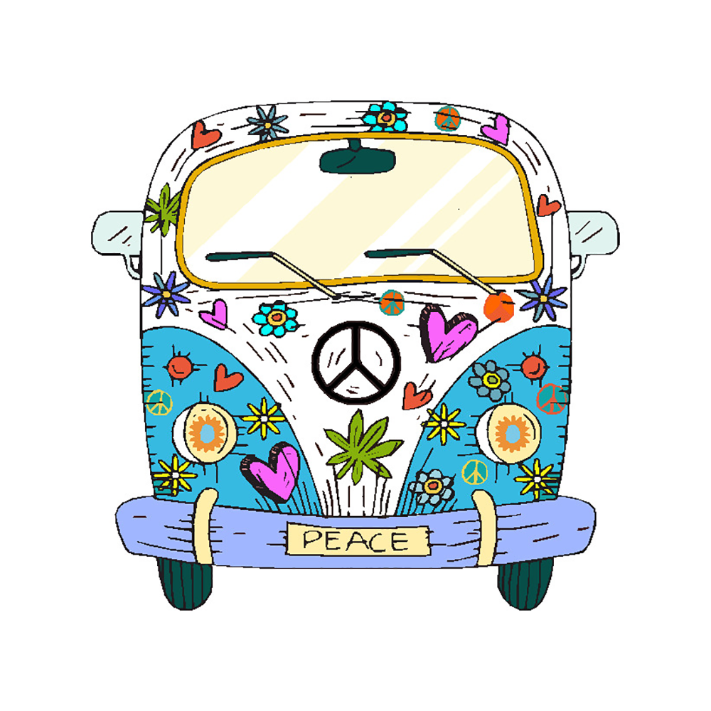  Hippie Van Vinyl Sticker Decal、mySite、ghnorth