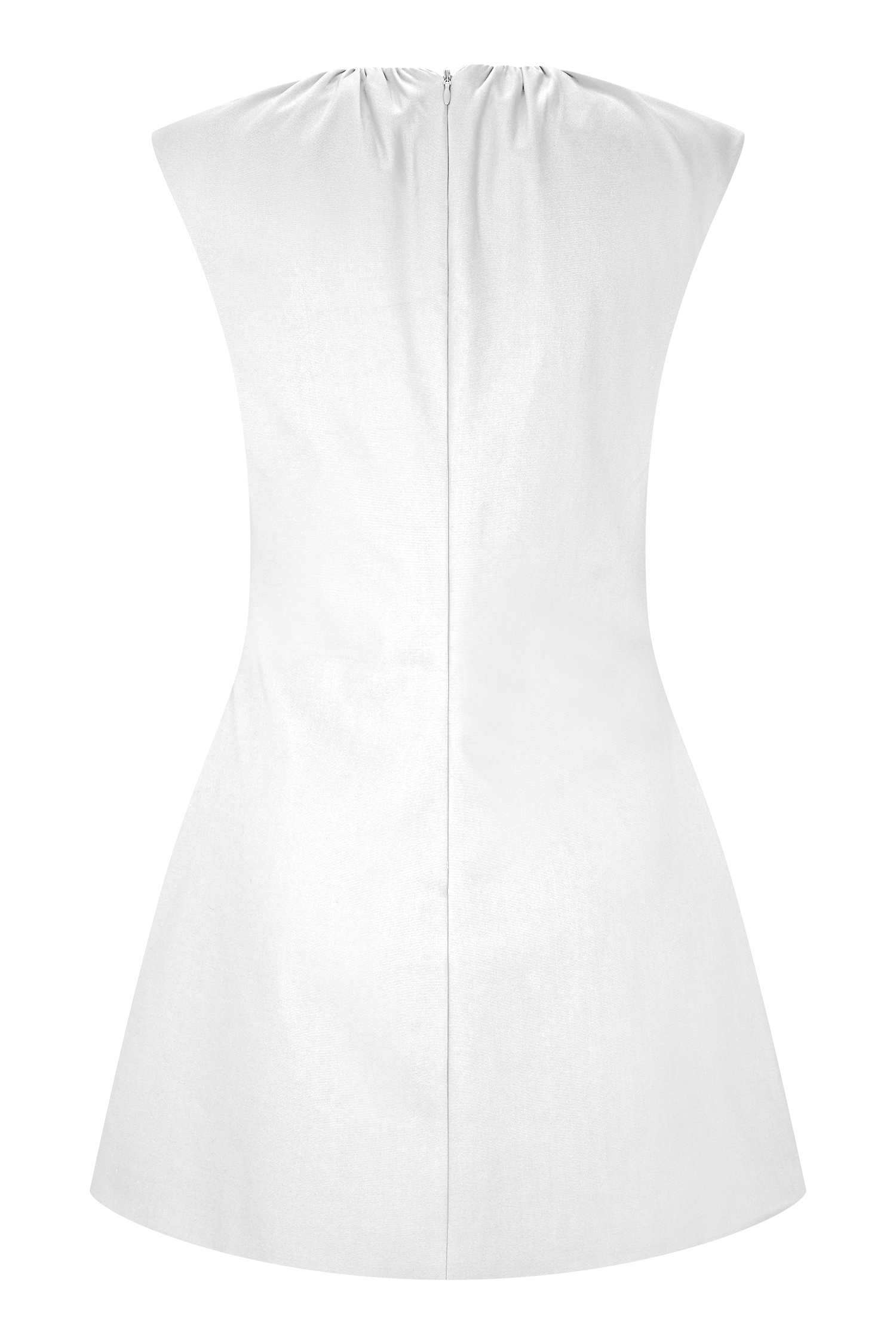 Ariana Pleated Neck Mini Dress - Ivory、mySite、solidvoid