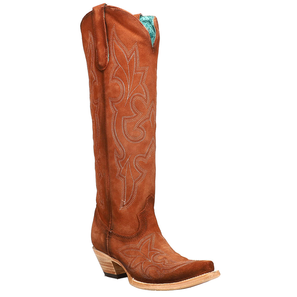 Suede Embroidered Tall Snip Toe Cowboy Boots、mySite、gtrtttuynbv