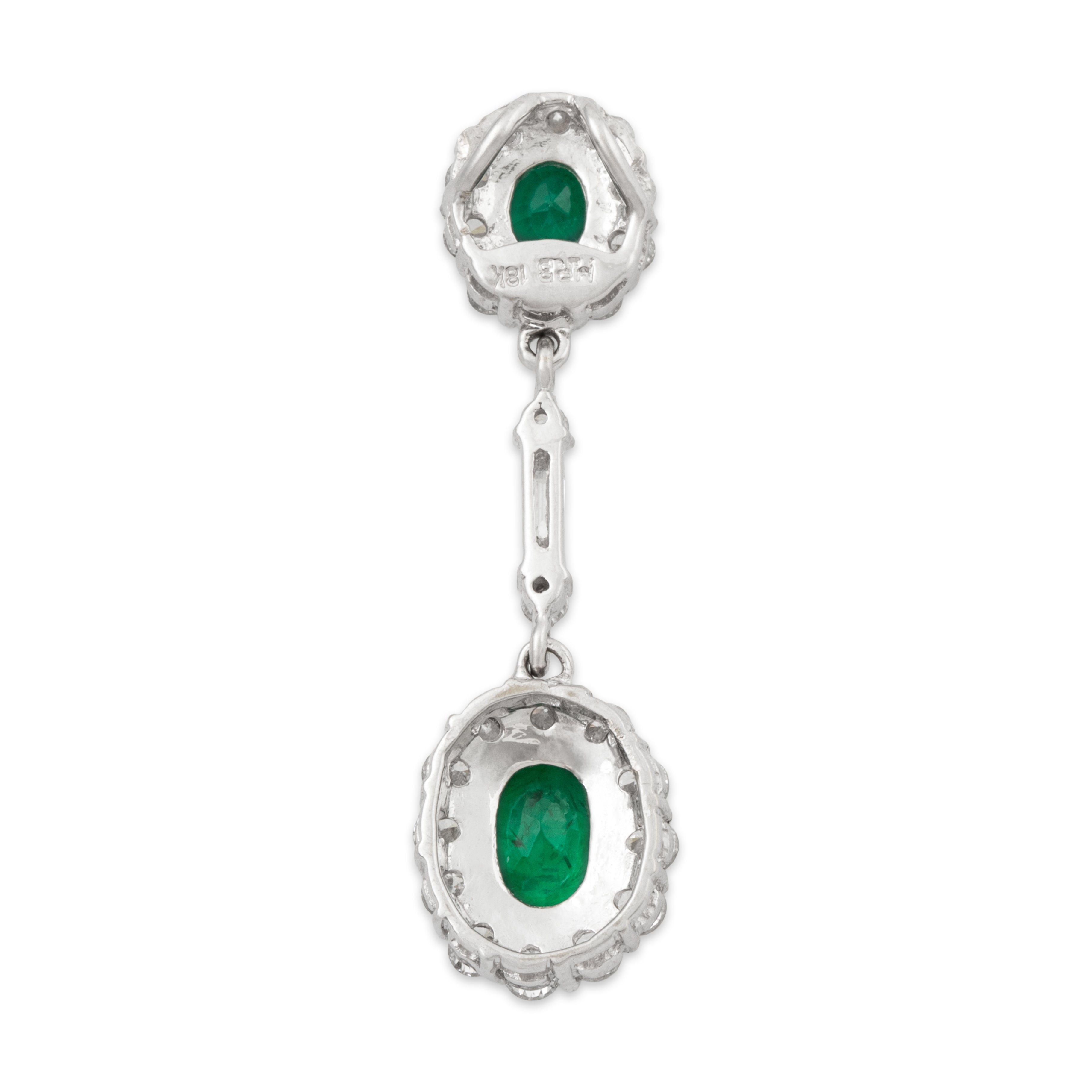 Vintage 18k White Gold Emerald .552cttw Diamond Haloed Evergreen Pendant、mySite、hinf8tx79